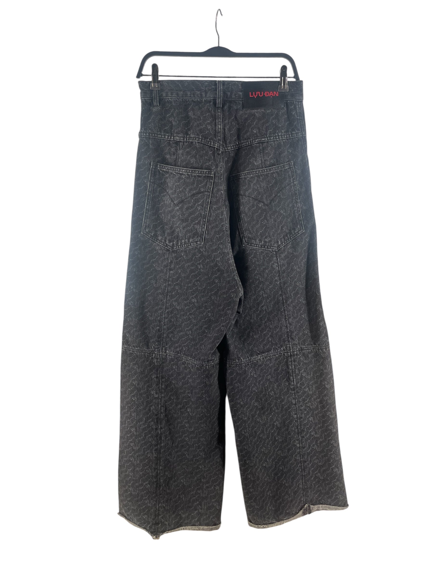 LU'U DAN/Straight Pants/28/Denim/GRY/All Over Print/KNEE PATCH WIDFE LEG view 2