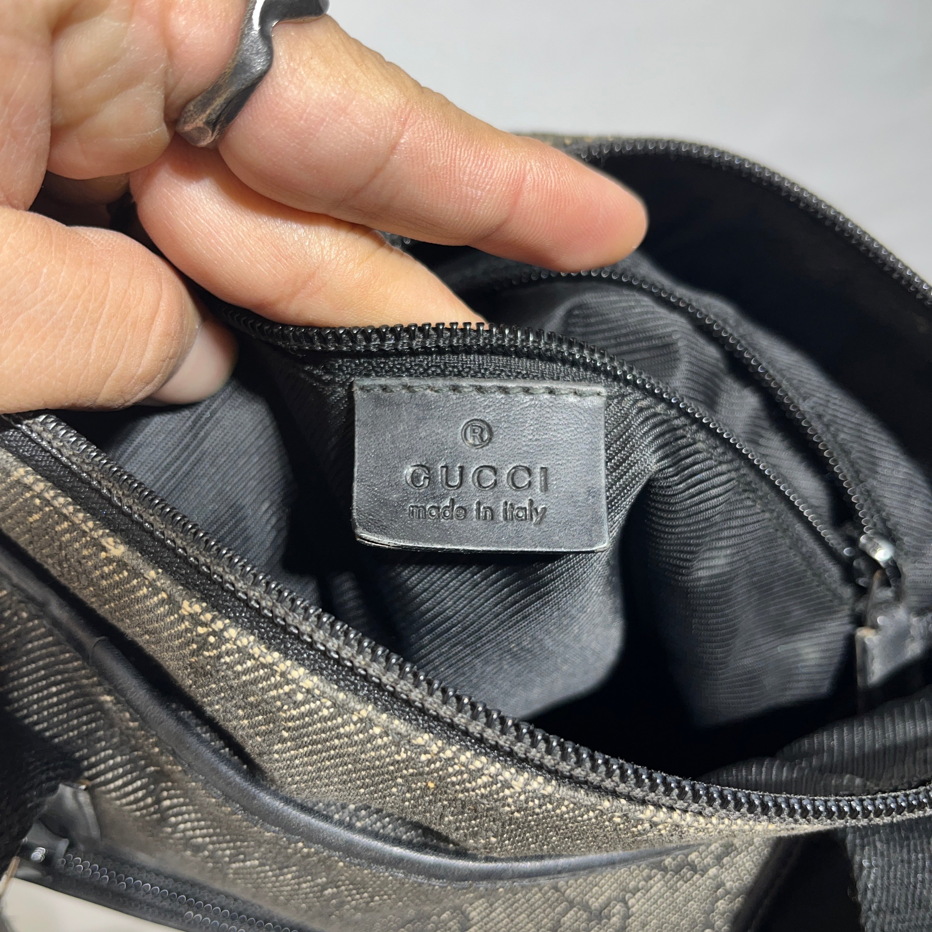 GUCCI/Tote Bag/Monogram/Cotton/BLK/GG CANVAS TOTE view 5