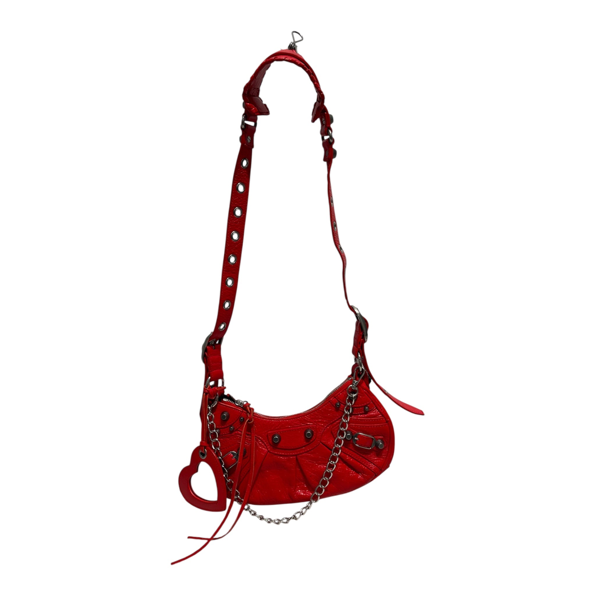 BALENCIAGA/Cross Body Bag/Leather/RED/cagole red w silver chain view 1