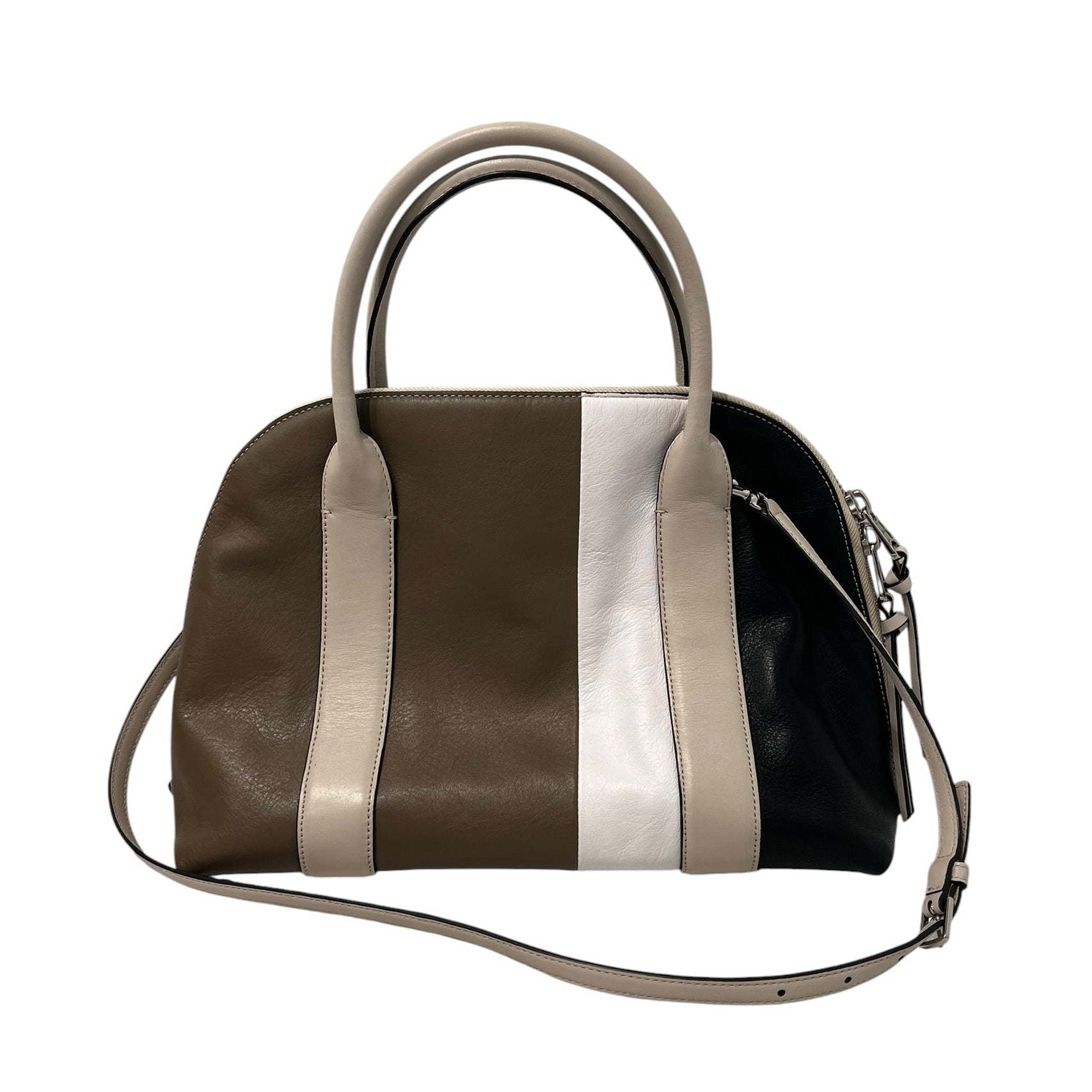 COACH/Bag/Leather/BRW/bowling bag 3 strap blackwhite view 2