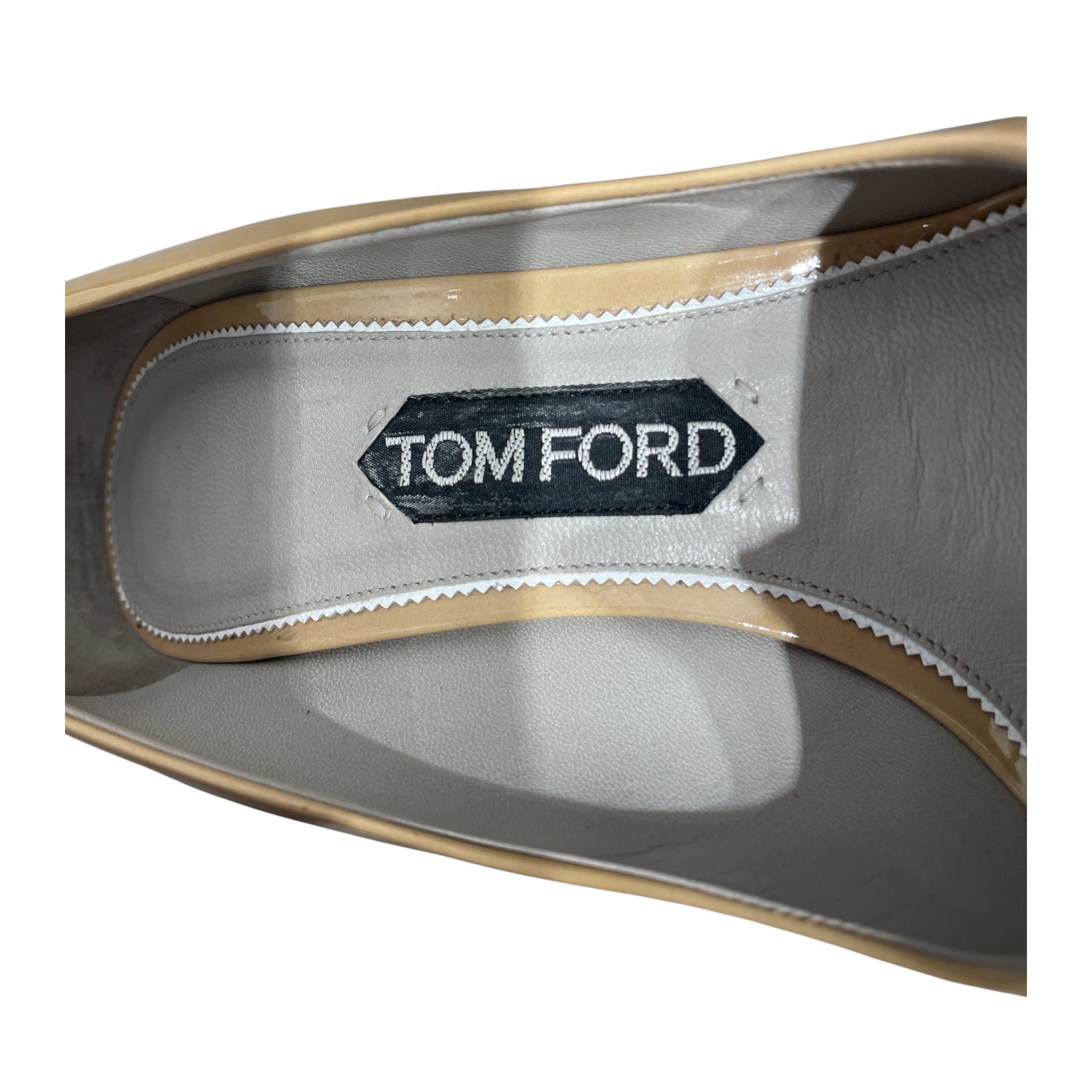 TOM FORD/Heels/EU 37.5/Leather/BEG/Metal Tip Patent Leather Pumps view 3