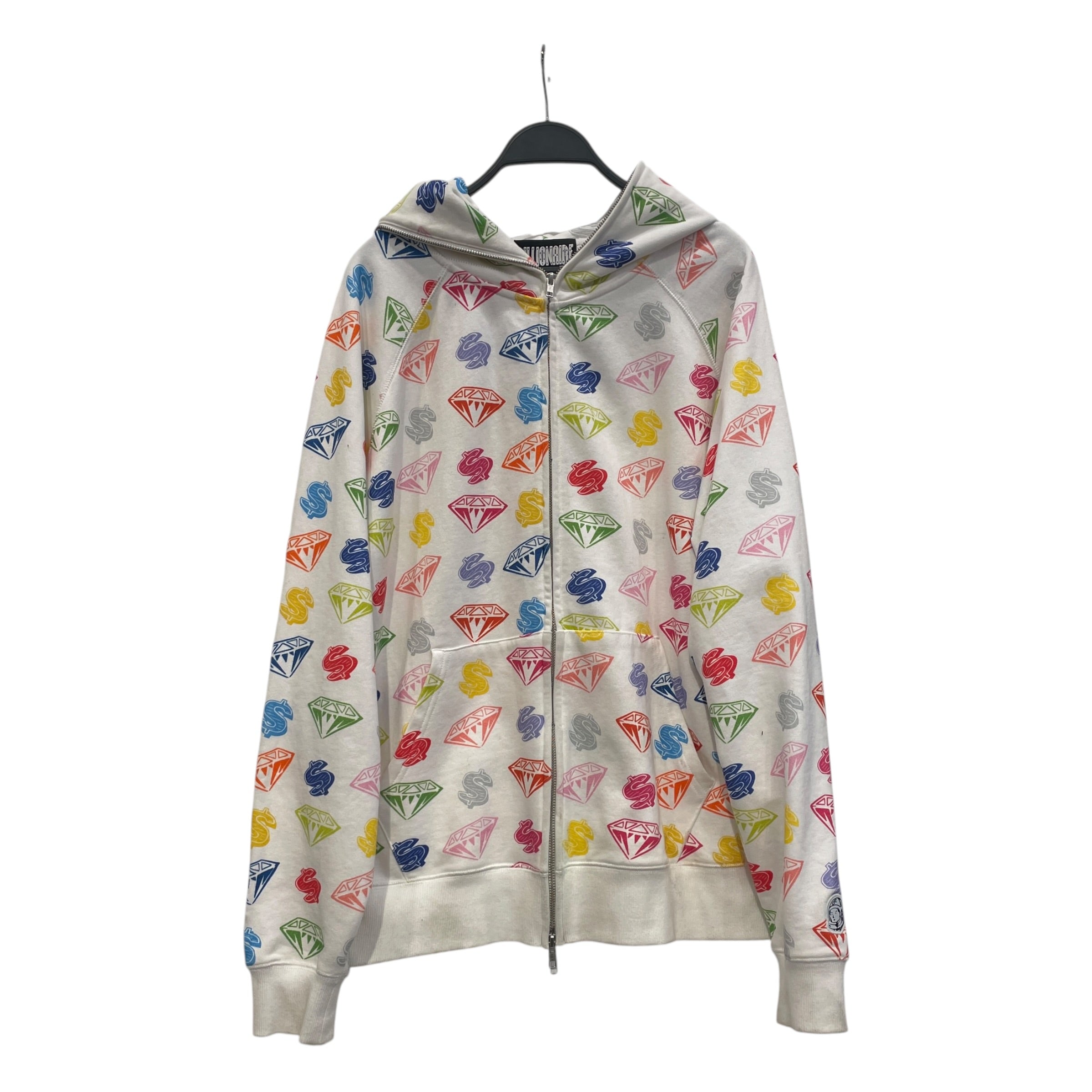 BILLIONAIRE BOYS CLUB/Hoodie/XL/All Over Print/Cotton/WHT/FULL ZIP RAINBOW MONEY DIAMOND view 1