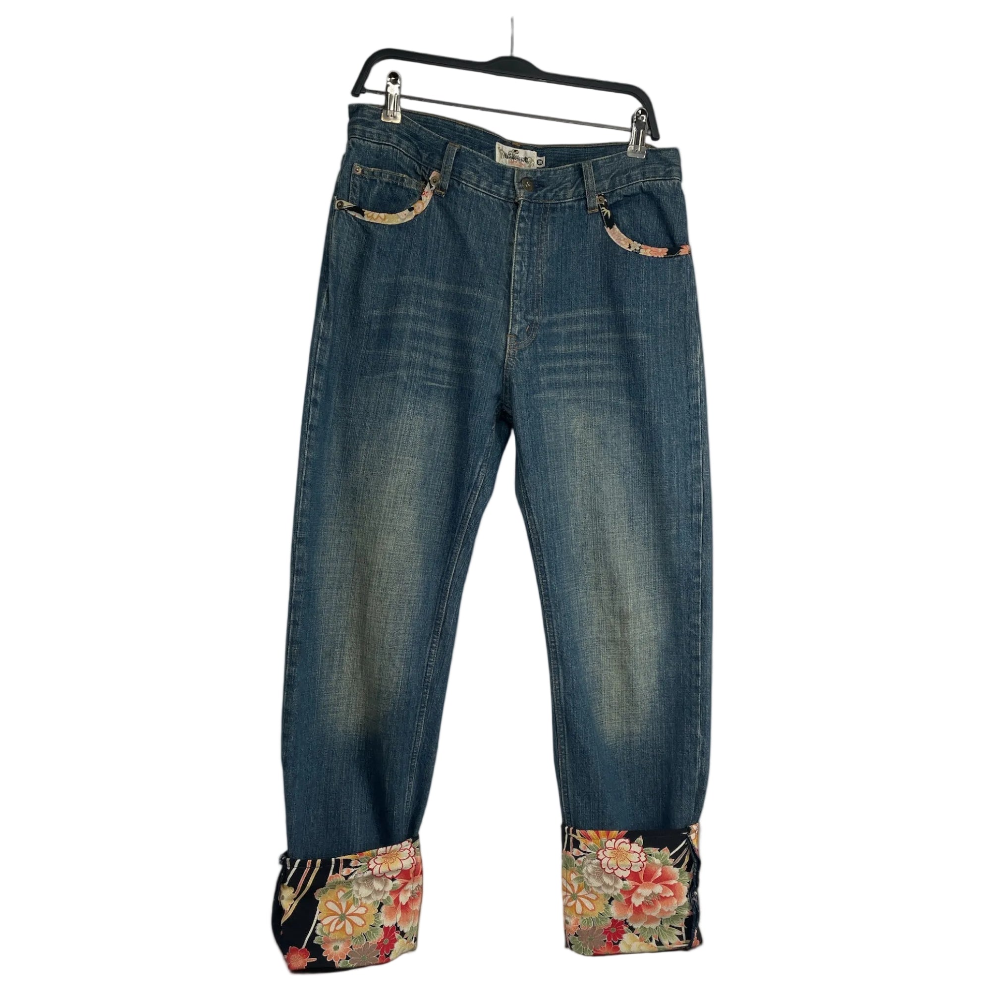 karakuri/Pants/32/Denim/BLU/6 pockets on the back view 1