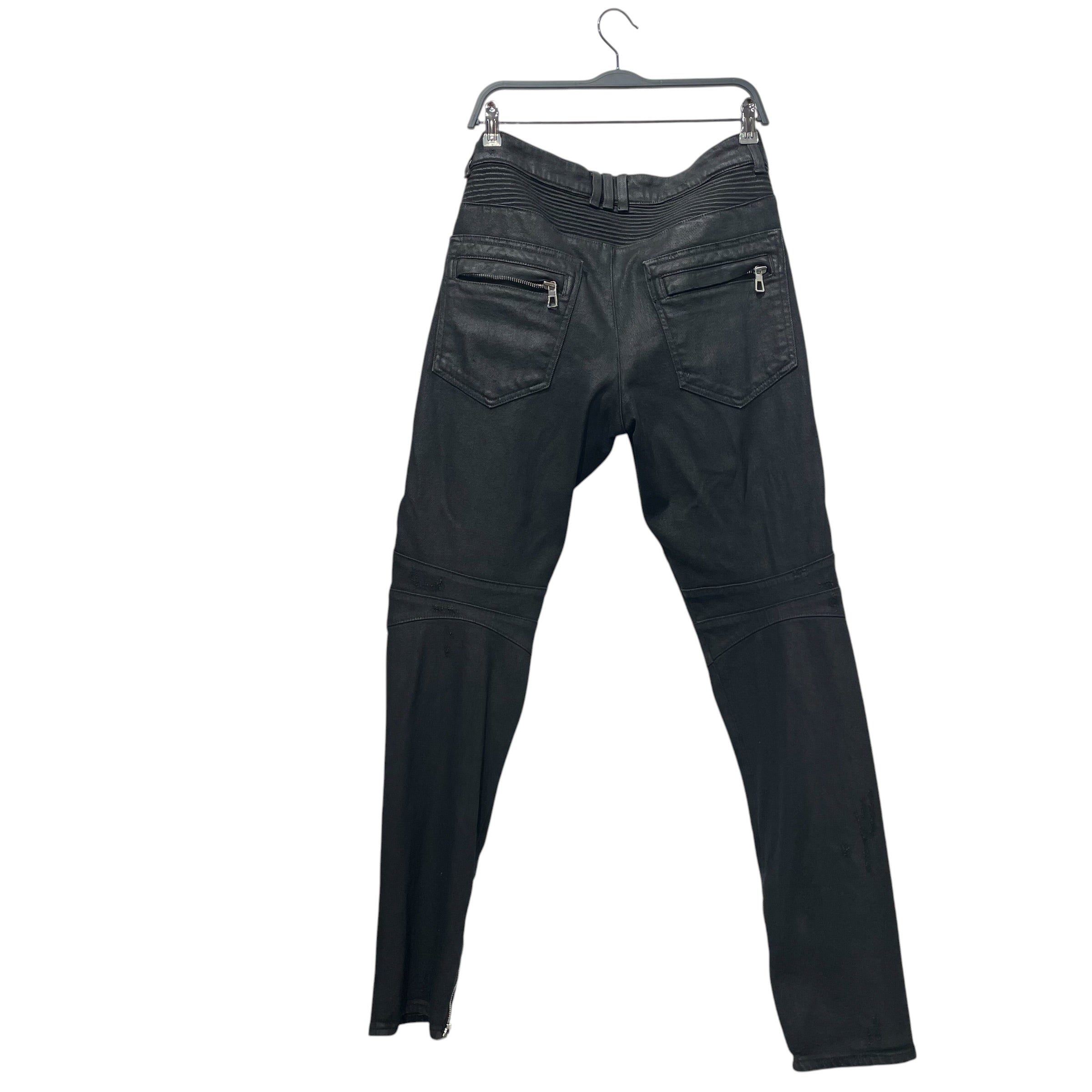 BALMAIN/Skinny Pants/33/Denim/BLK/waxed view 2