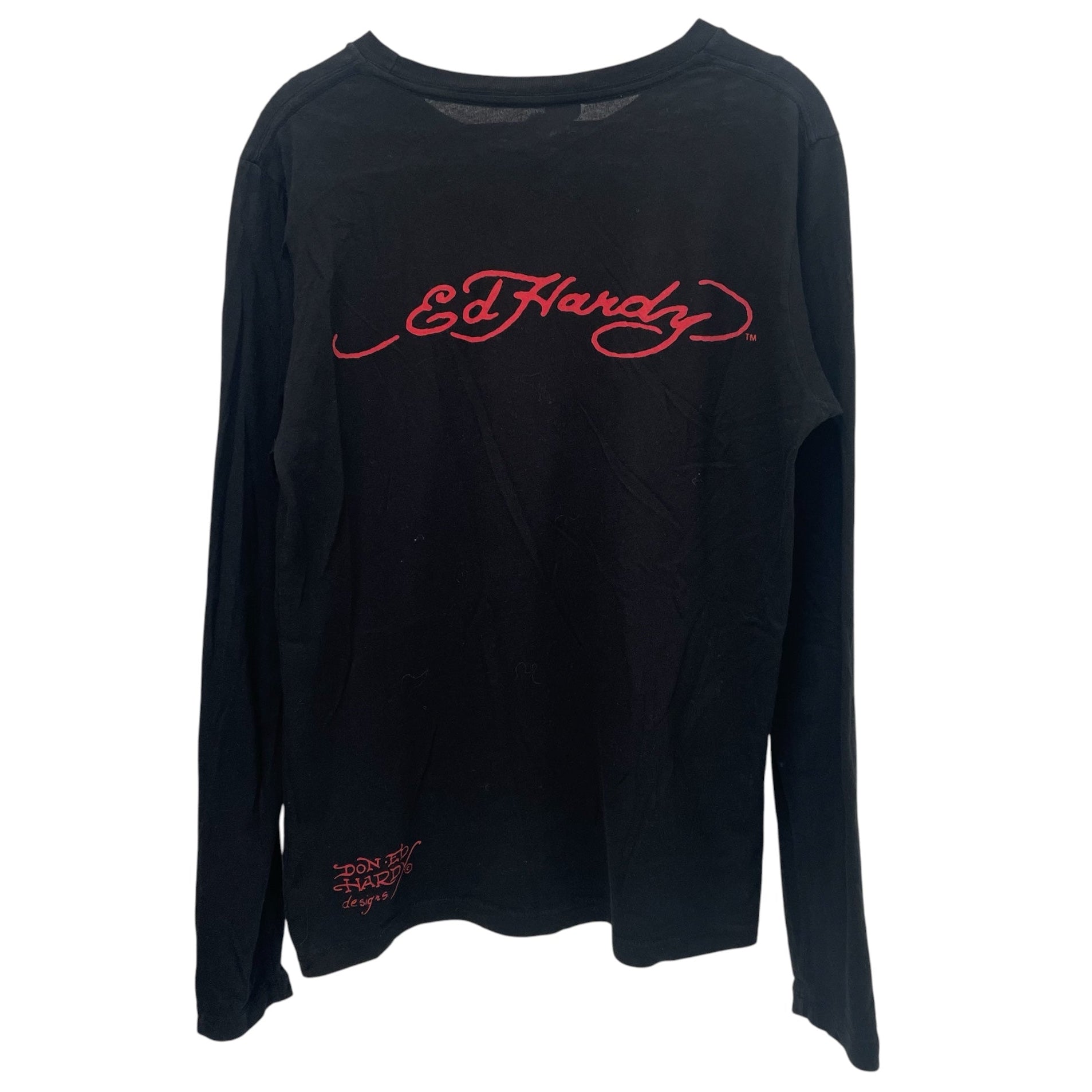 Ed Hardy/LS T-Shirt/S/Cotton/BLK/All Over Print/red hair skull view 2