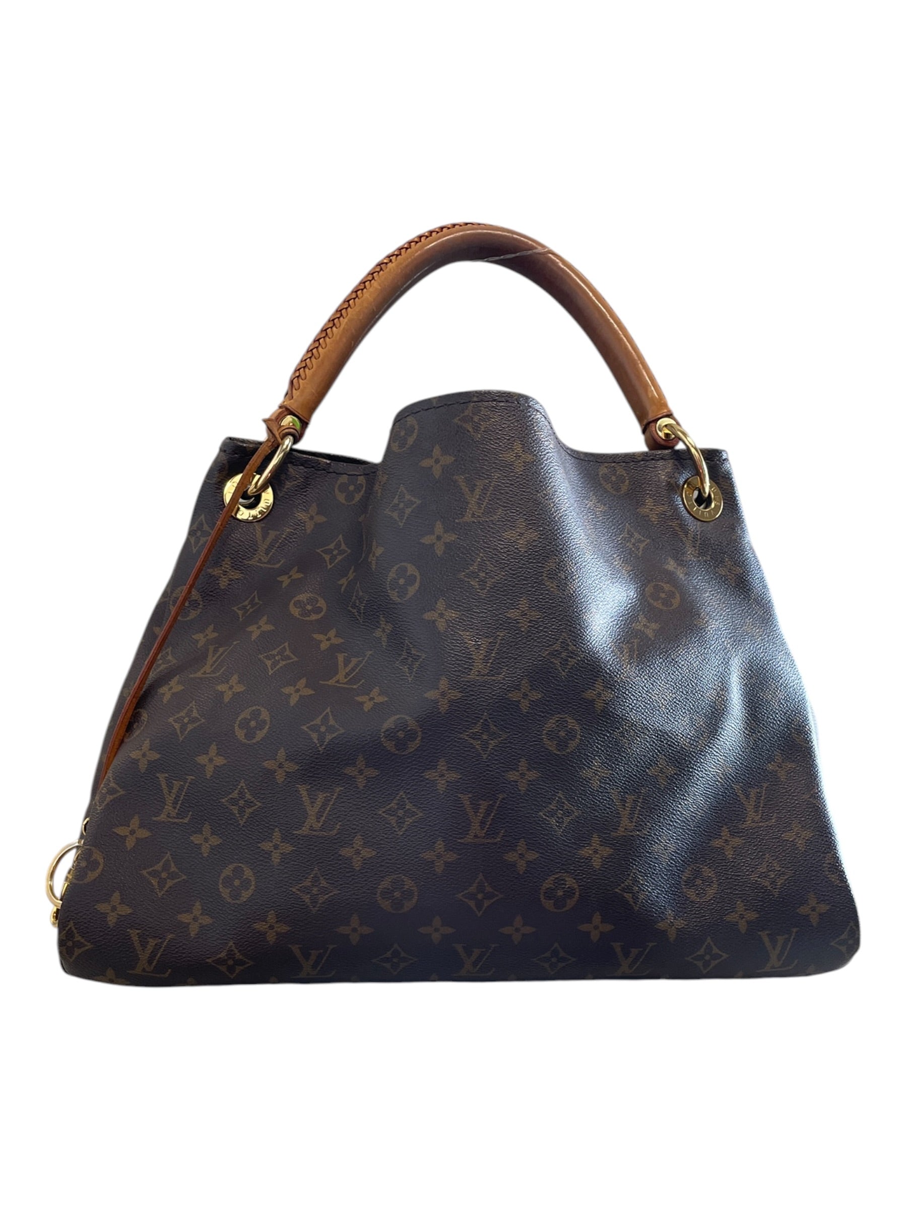 LOUIS VUITTON/Hand Bag/Monogram/Leather/BRW/LEATHER STRAP W/ GOLD LOGO view 2