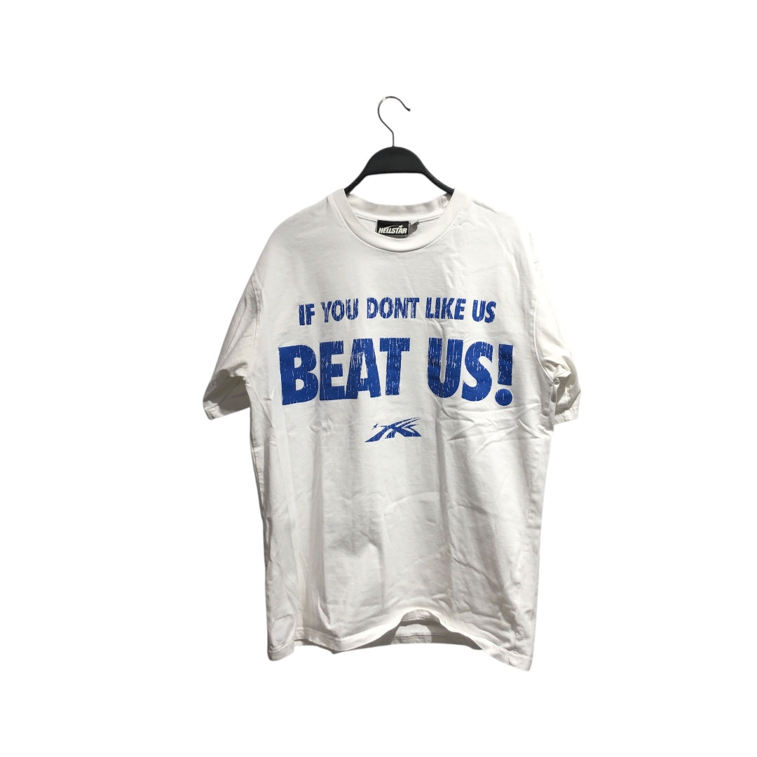 HELLSTAR/T-Shirt/L/Cotton/WHT/Graphic/BEAT US! in blue view 1