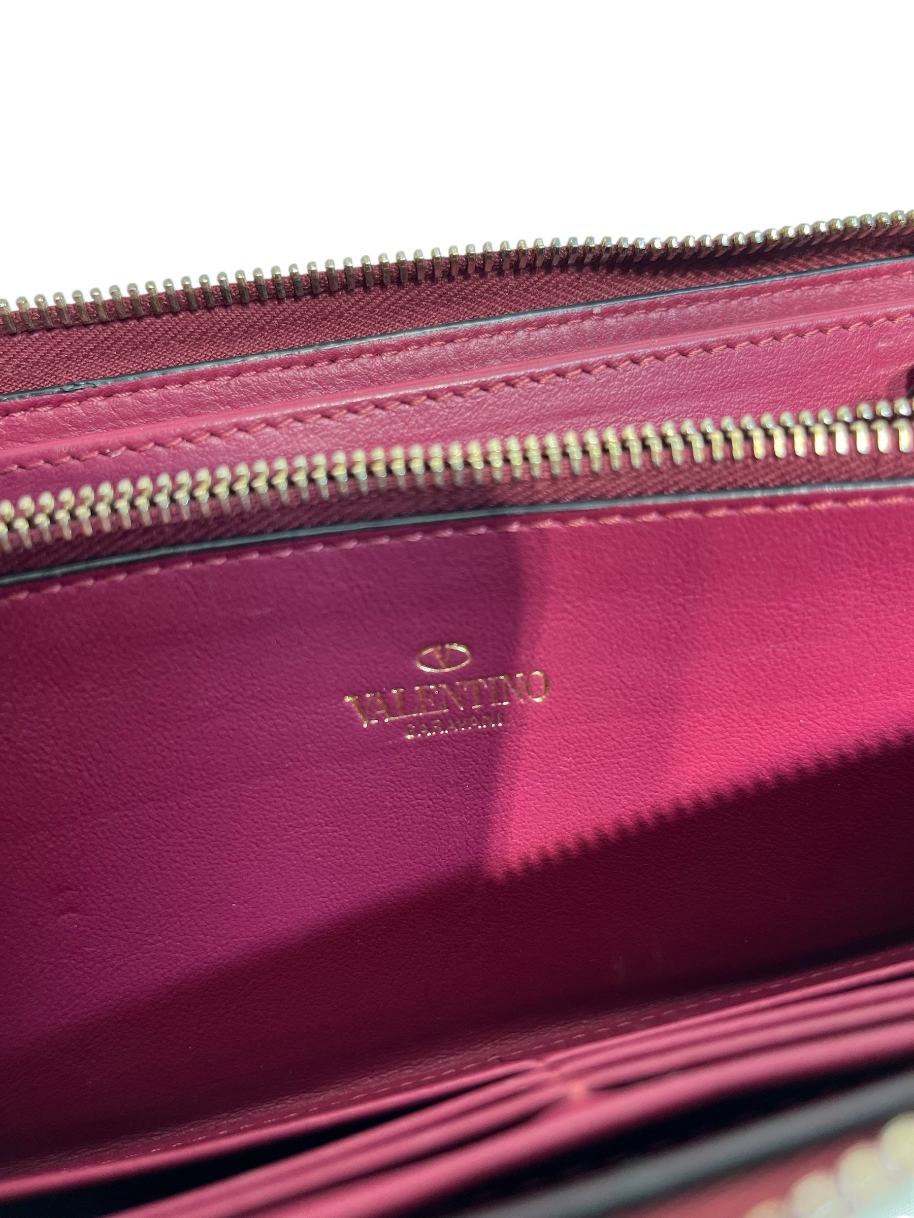 VALENTINO GARAVANI/Long Wallet/Leather/PNK/ROCK STUD Magenta Long Wallet view 4
