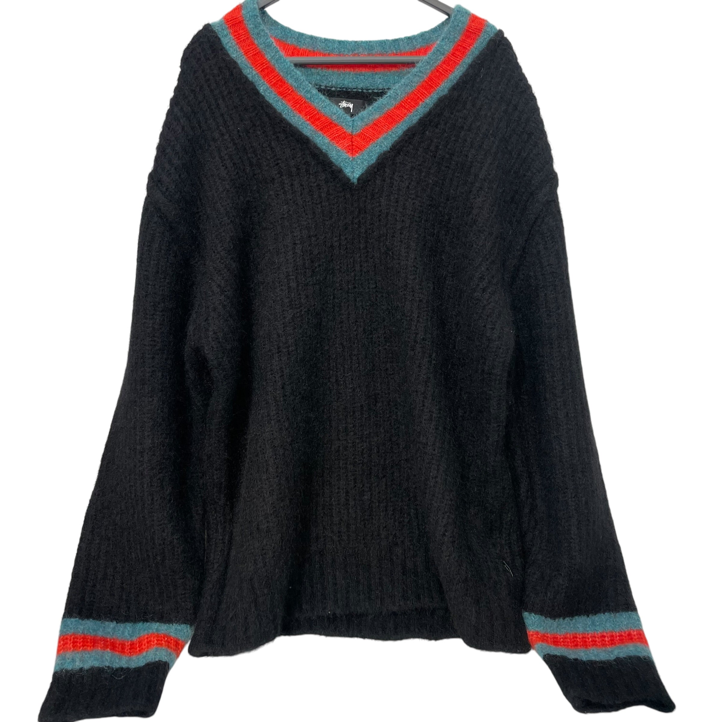 STUSSY/Sweater/XL/Wool/BLK/mohair tennis sweater view 1