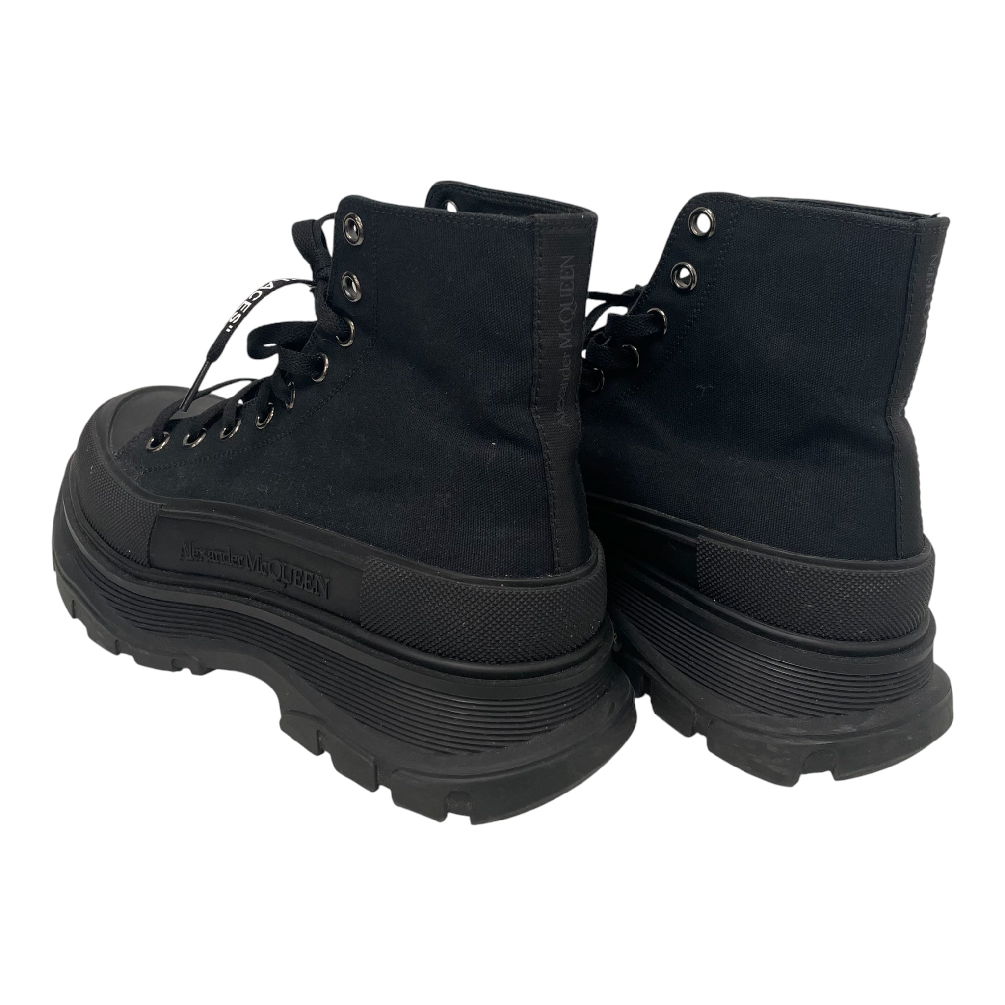Alexander McQueen/Lace Up Boots/US 9/Cotton/BLK/RUBBERTOE view 3