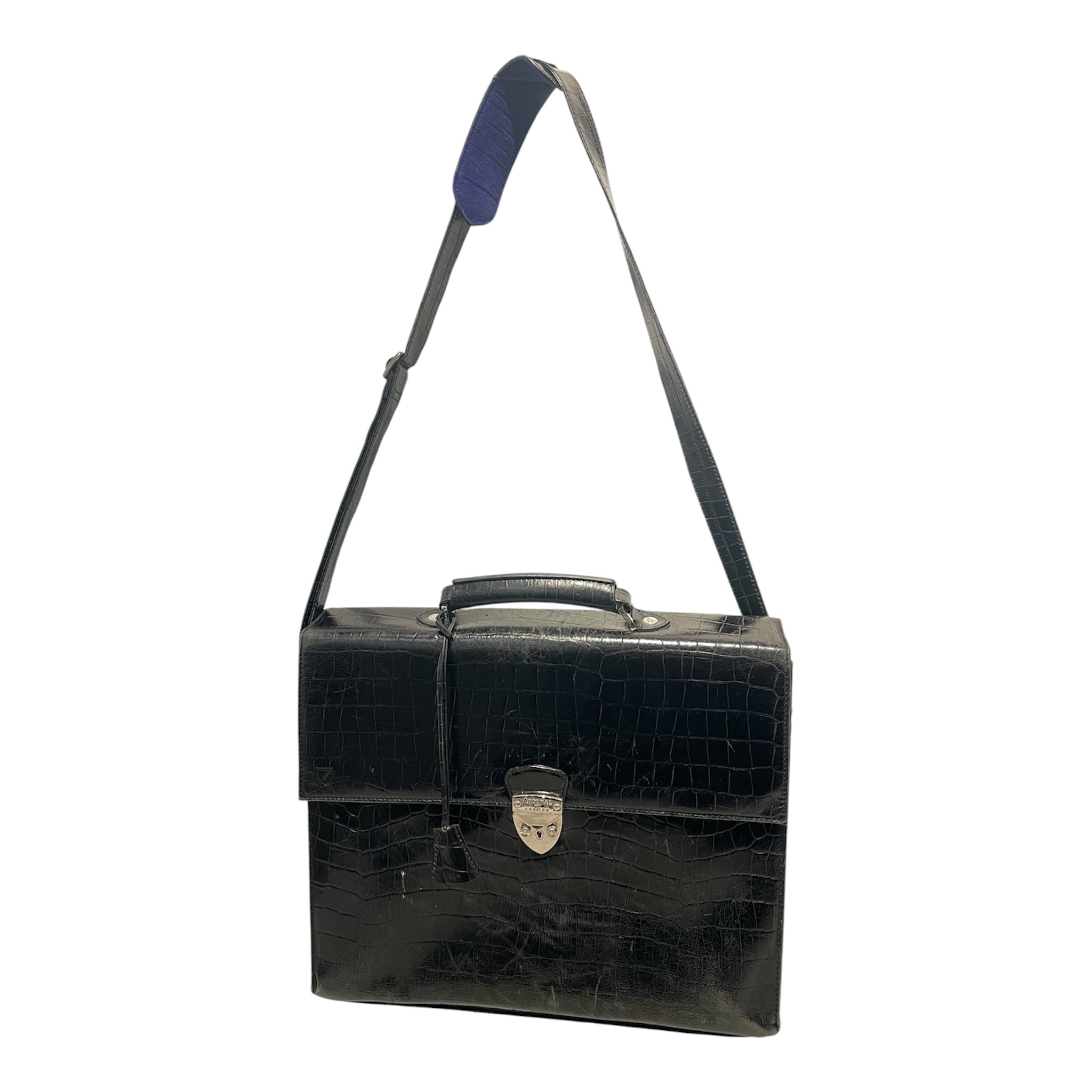 Aspinal of London/Cross Body Bag/Leather/BLK/Croc Embossed Bag view 1
