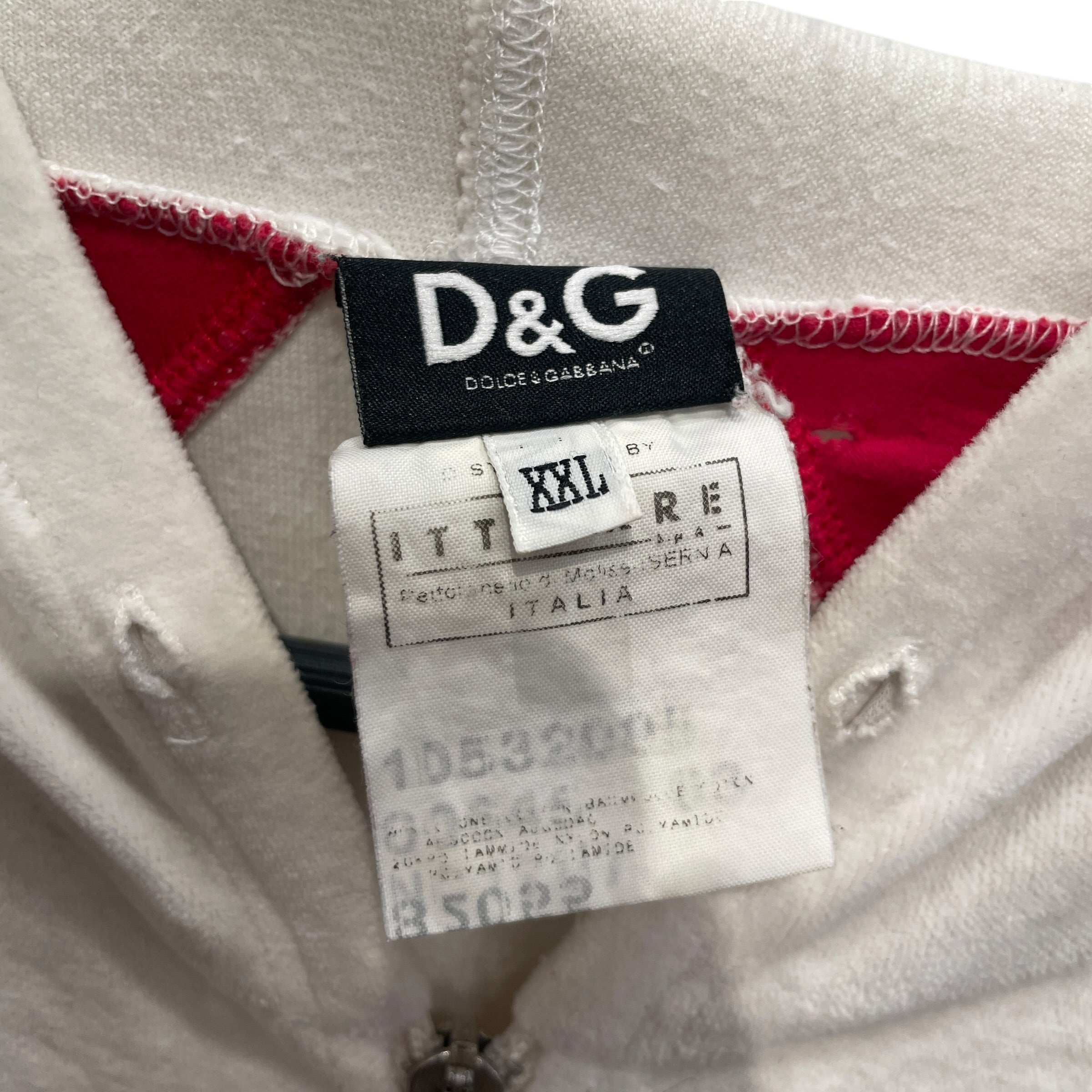 D&G/Zip Up Hoodie/XXL/Velour/WHT/VINTAGE view 3