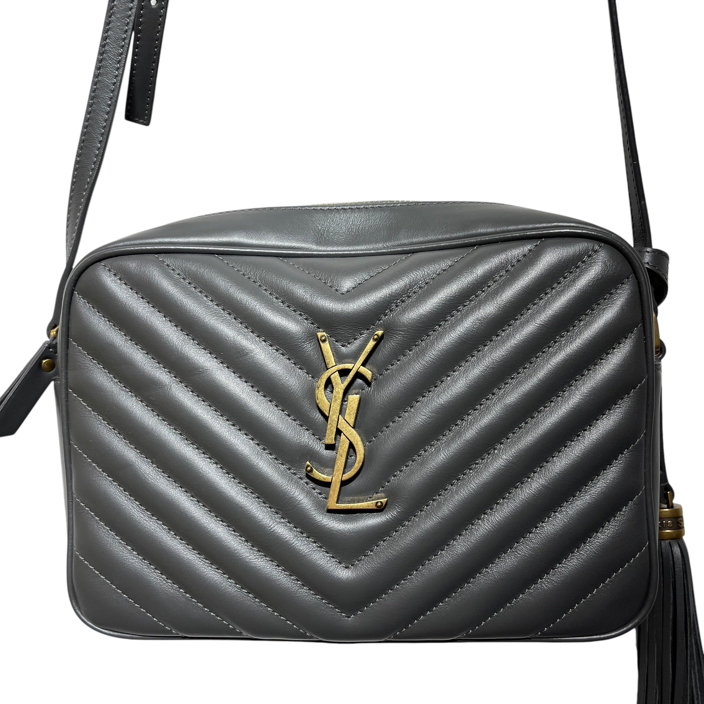 YVES SAINT LAURENT/Cross Body Bag/Leather/GRY/QUILTED LOU CAMERA BAG view 3