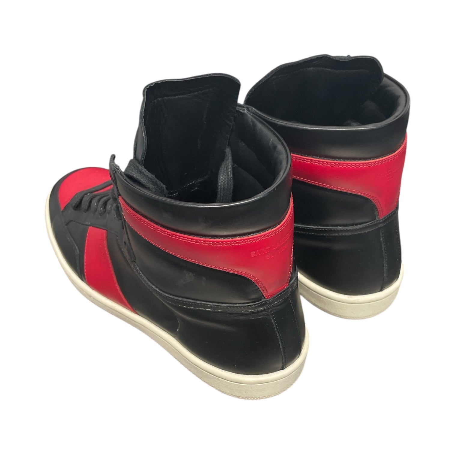 SAINT LAURENT/Hi-Sneakers/US 8/Leather/RED/Black & Red Colorblock Hi Tops view 2
