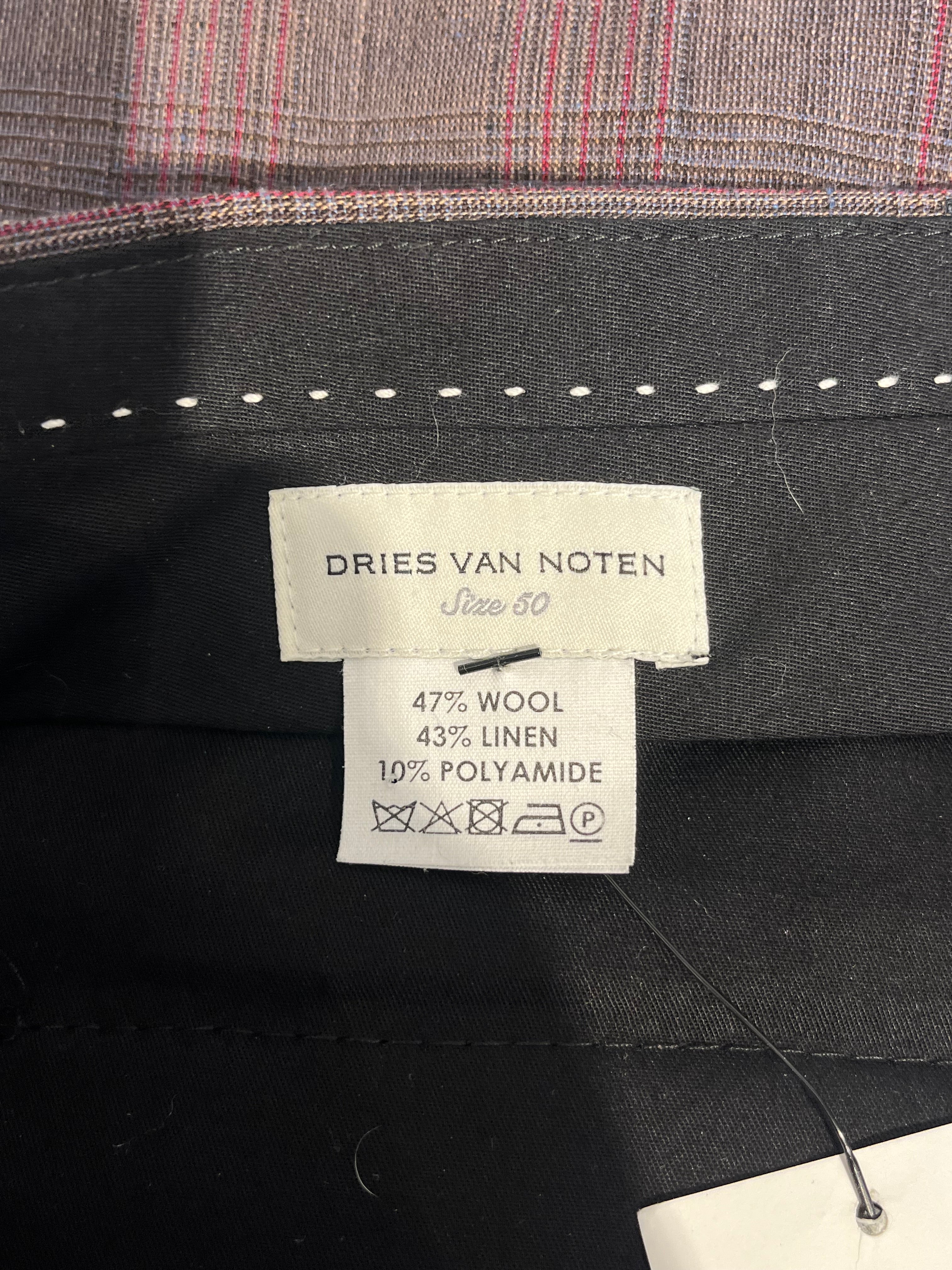 DRIES VAN NOTEN/Pants/50/Wool/GRY/Plaid/RED PLAID STRIPES view 4
