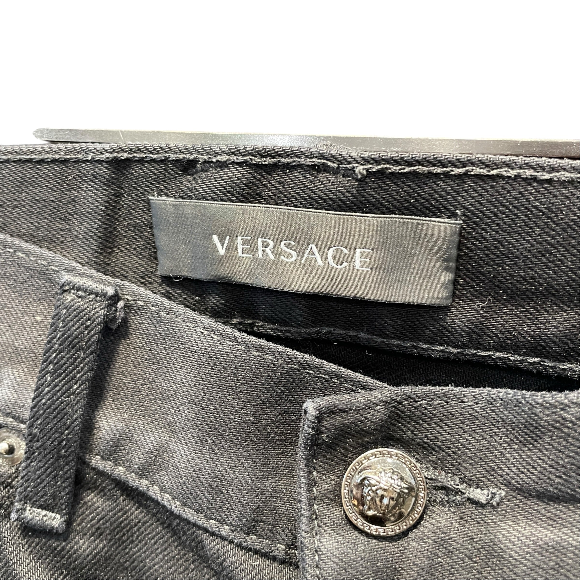 VERSACE/Straight Pants/32/Denim/BLK/Coin Pocket Medusa Metal Logo view 3
