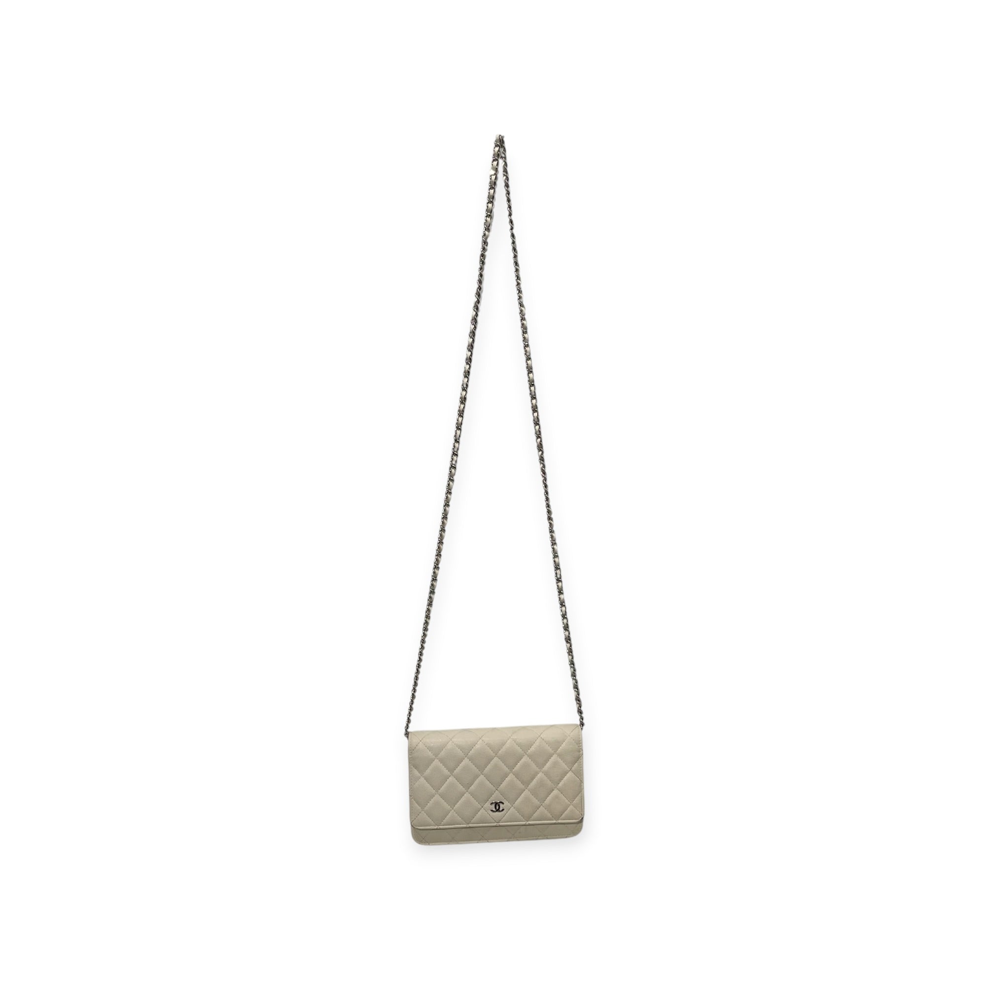 CHANEL/Cross Body Bag/Leather/WHT/CLASSIC MINI FLAP view 1