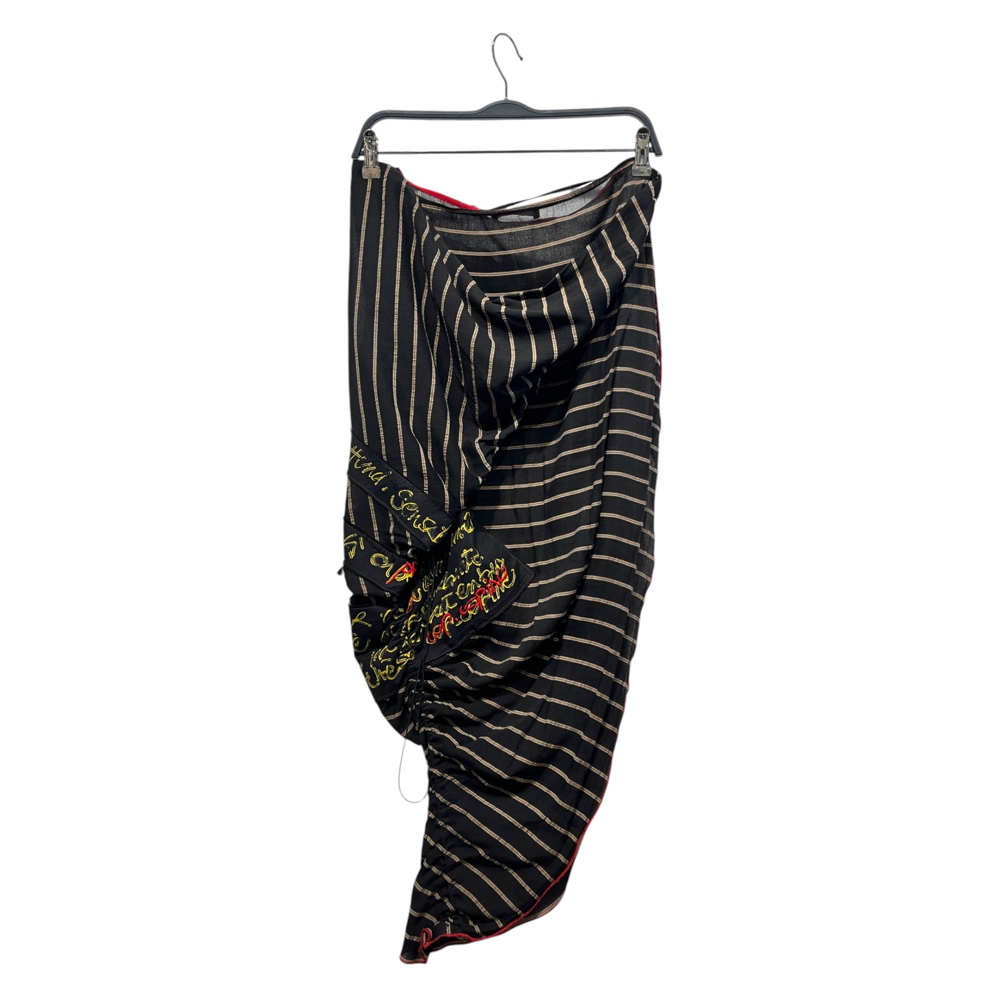 cop.copine/Long Skirt/M/Stripe/Cotton/BLK/Midi Length/layered skirt, bubbled stripe view 2
