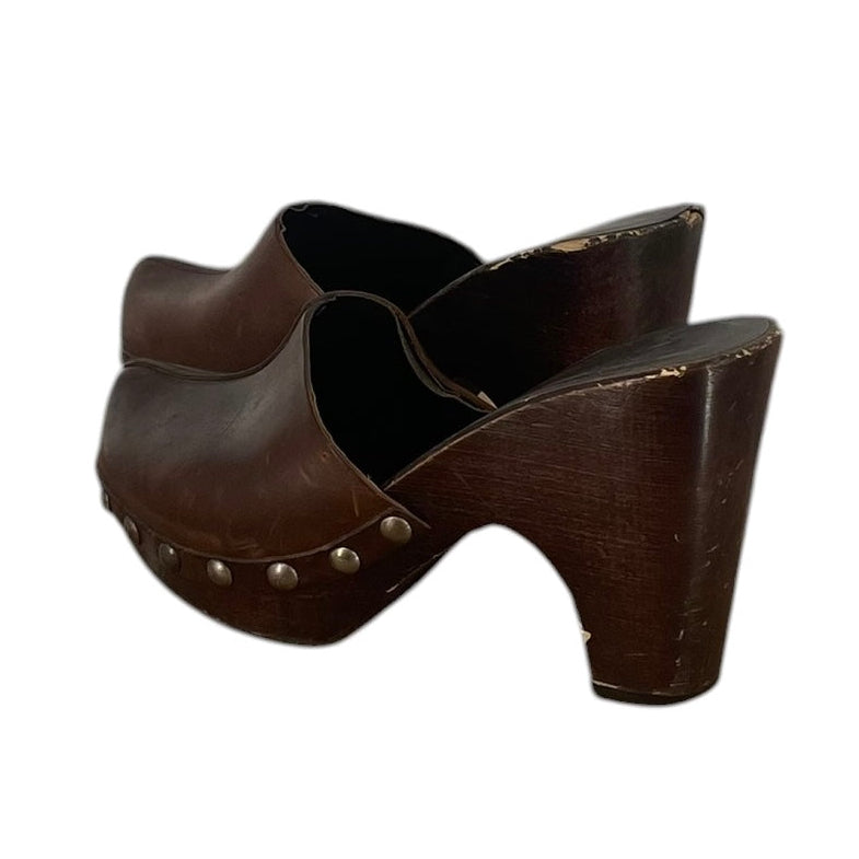 MIU MIU/Shoes/US 6/Leather/BRW/WOODEN CLOGS view 2