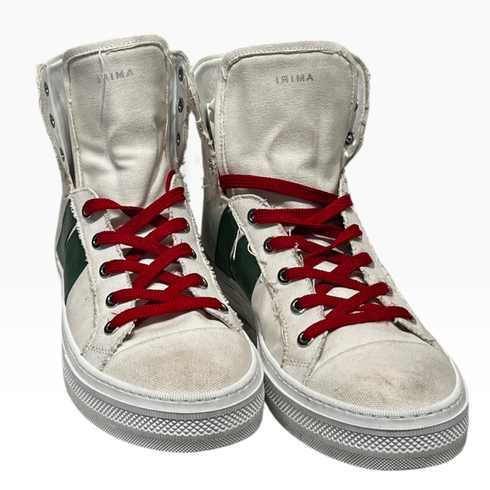AMIRI/Hi-Sneakers/US 10/Cotton/WHT/SUNSET CANVAS GRN/WHT/RED view 1