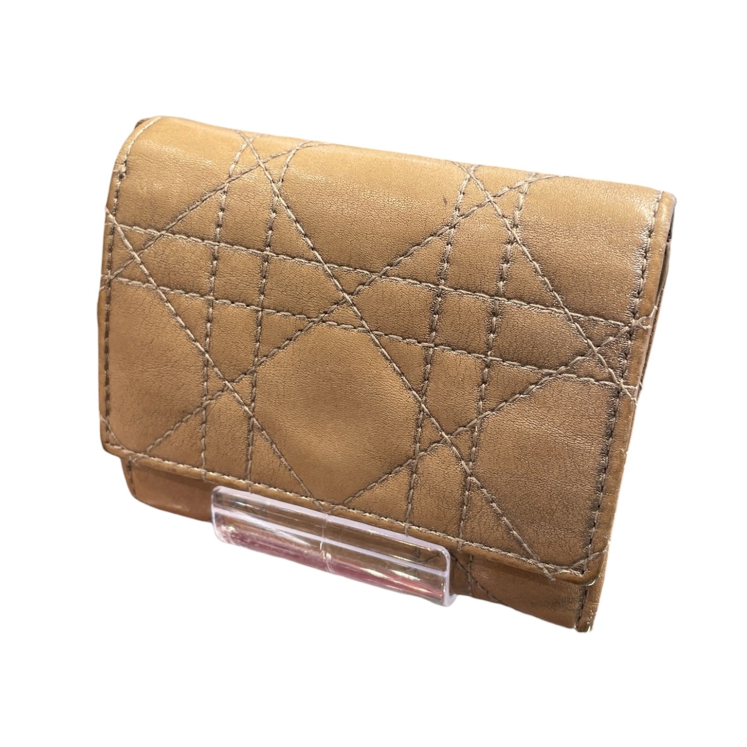 Christian Dior/Bifold Wallet/FREE/Leather/BEG/ view 1