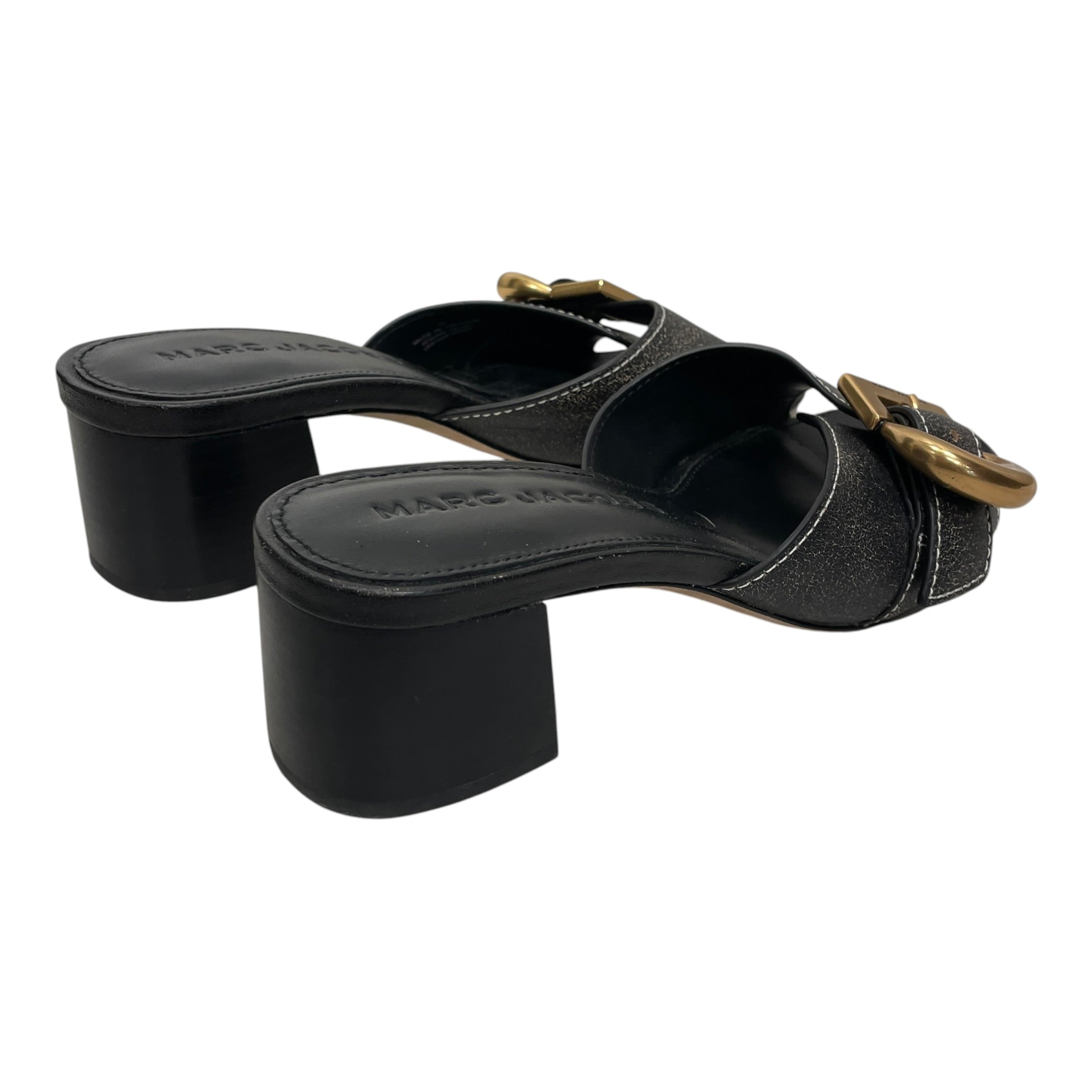 MARC JACOBS/Heels/EU 37/Leather/BLK/Open-Toe/CRACKED LEATHER/BUCKLE view 3