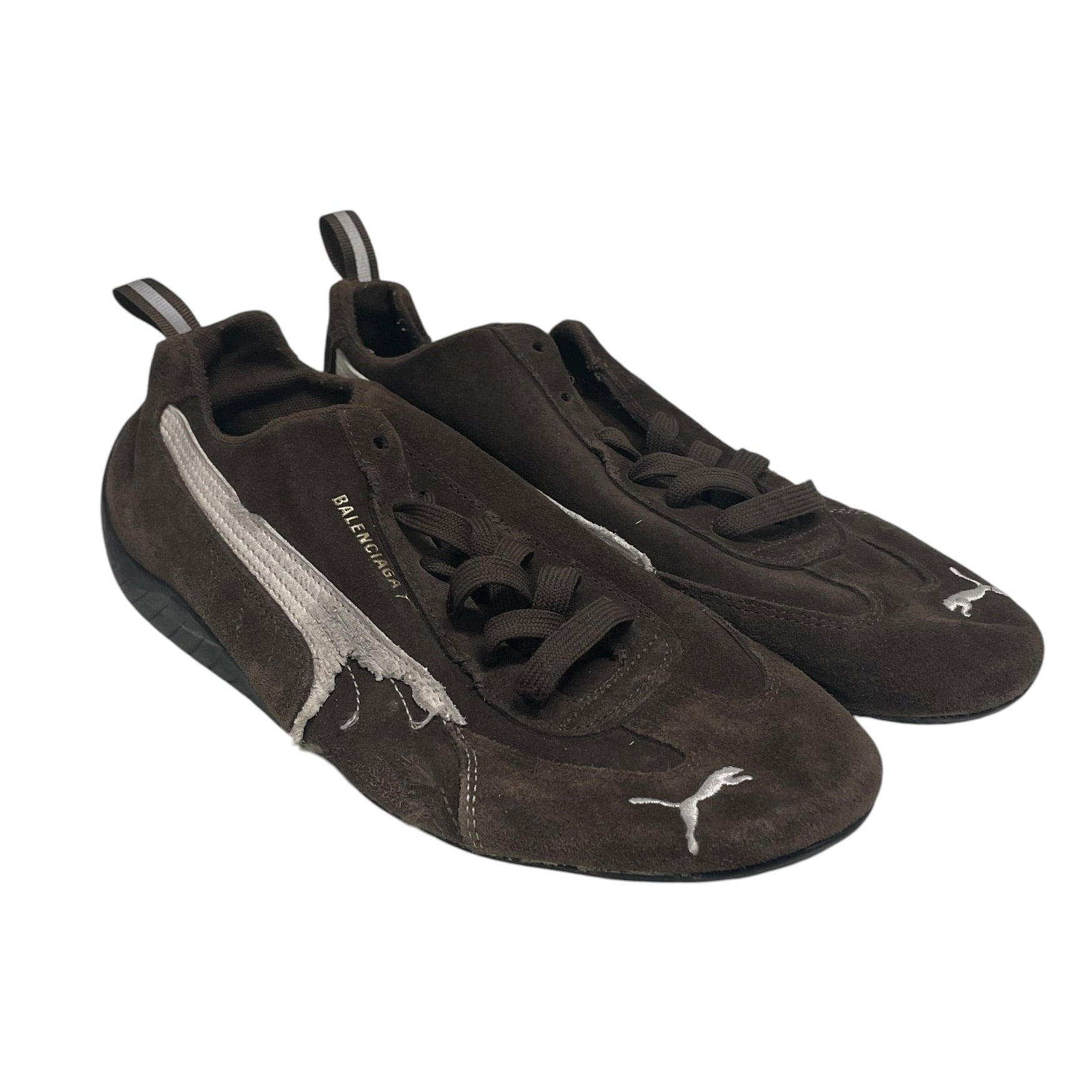 BALENCIAGA/Low-Sneakers/US 8.5/Leather/BRW/DISTRESSED view 1