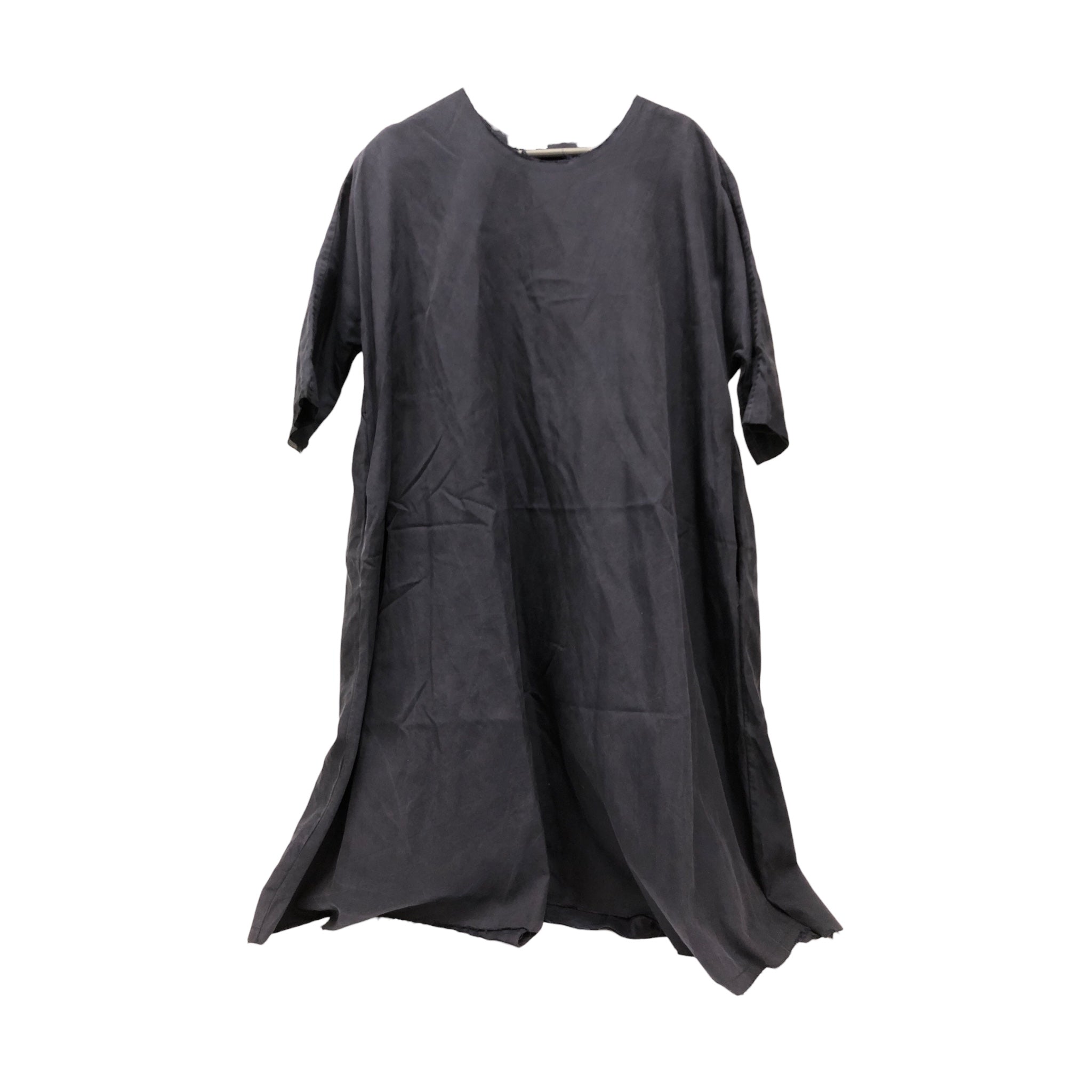 LOUIZA BABOURYAN/SS Dress/S/Cotton/NVY/RAW EDGE COLLAR AND BOTTOM HEM view 1