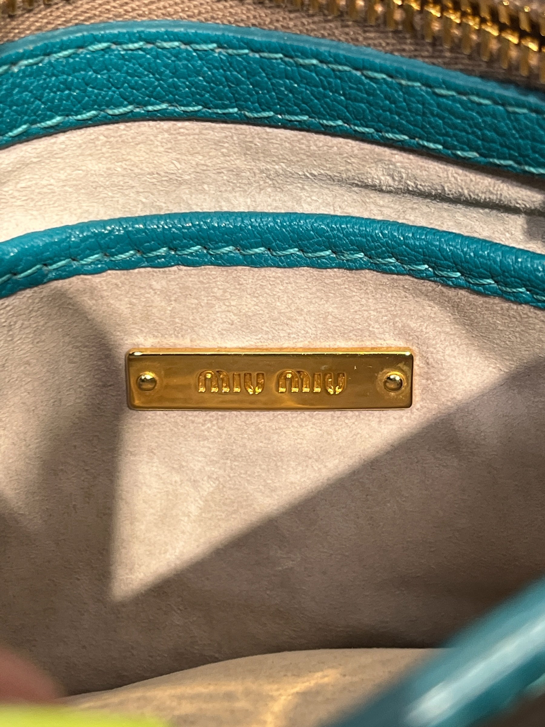MIU MIU/Tote Bag/Leather/BLU/TURQOISETOPHANDLE view 5