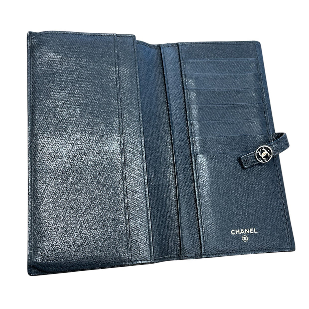 CHANEL/Long Wallet/Lambskin/BLK/CALFSKIN CC BUTTON WALLET view 4
