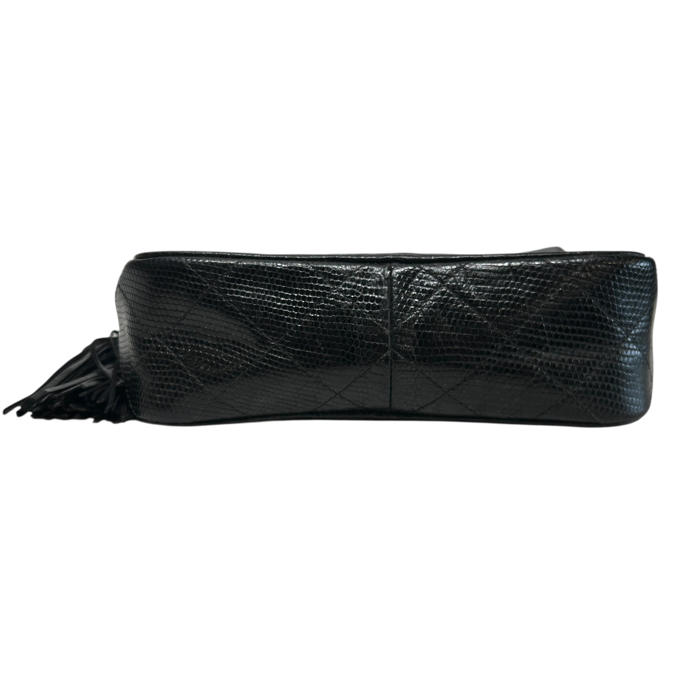CHANEL/Hand Bag/BLK/Lizard, Tassel, Motif Chain view 3