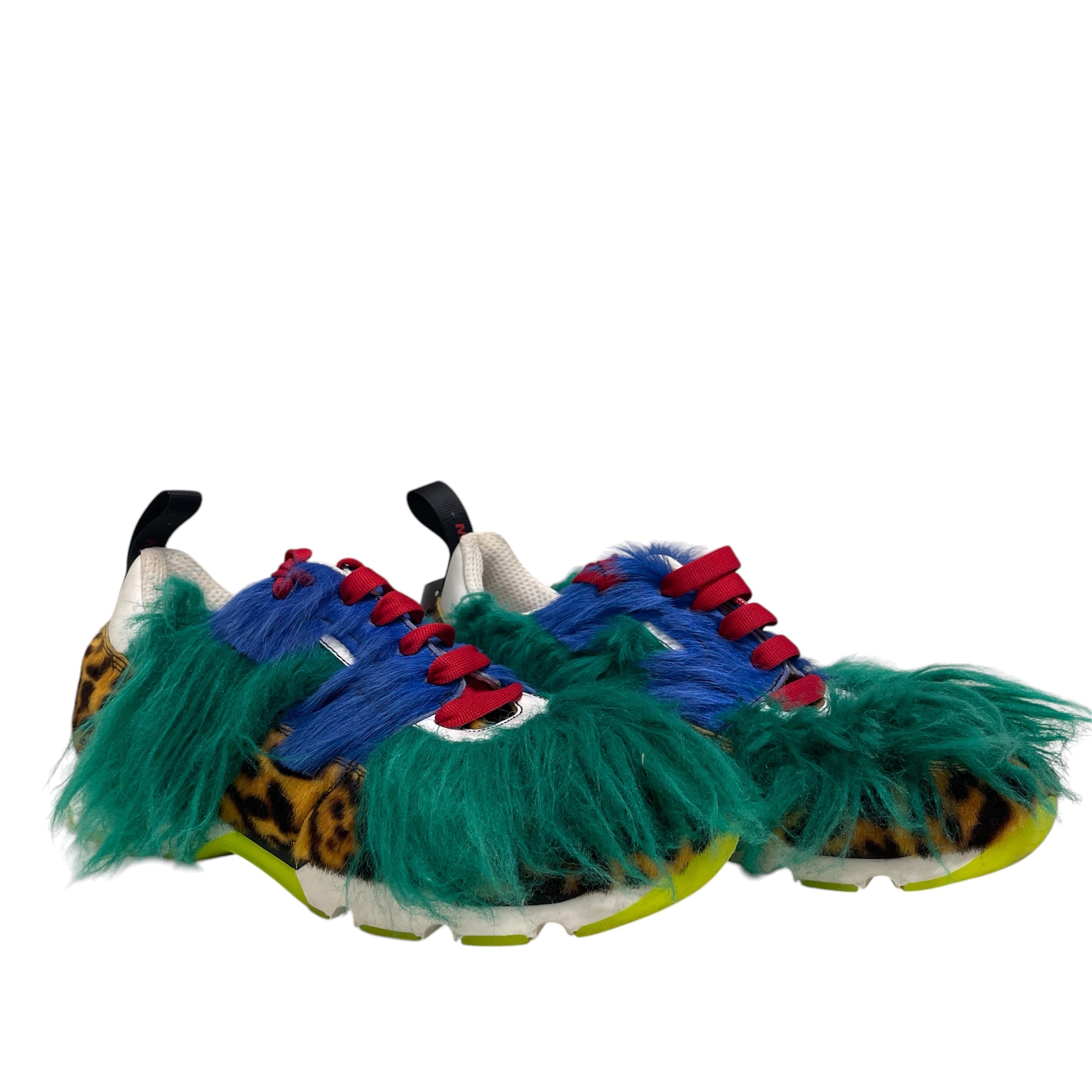 MARNI/Low-Sneakers/US 13/All Over Print/Fur/MLT/cheetah print, blue, green view 1