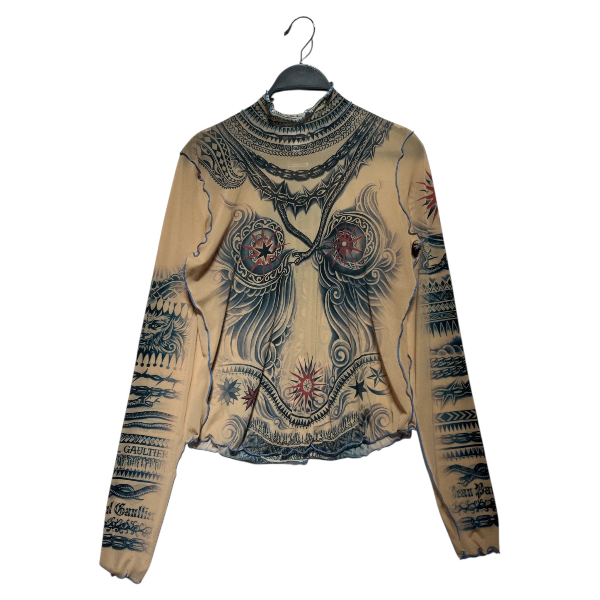 Jean Paul Gaultier/LS T-Shirt/XL/All Over Print/MLT/High Neck/Tattoo Mesh view 1