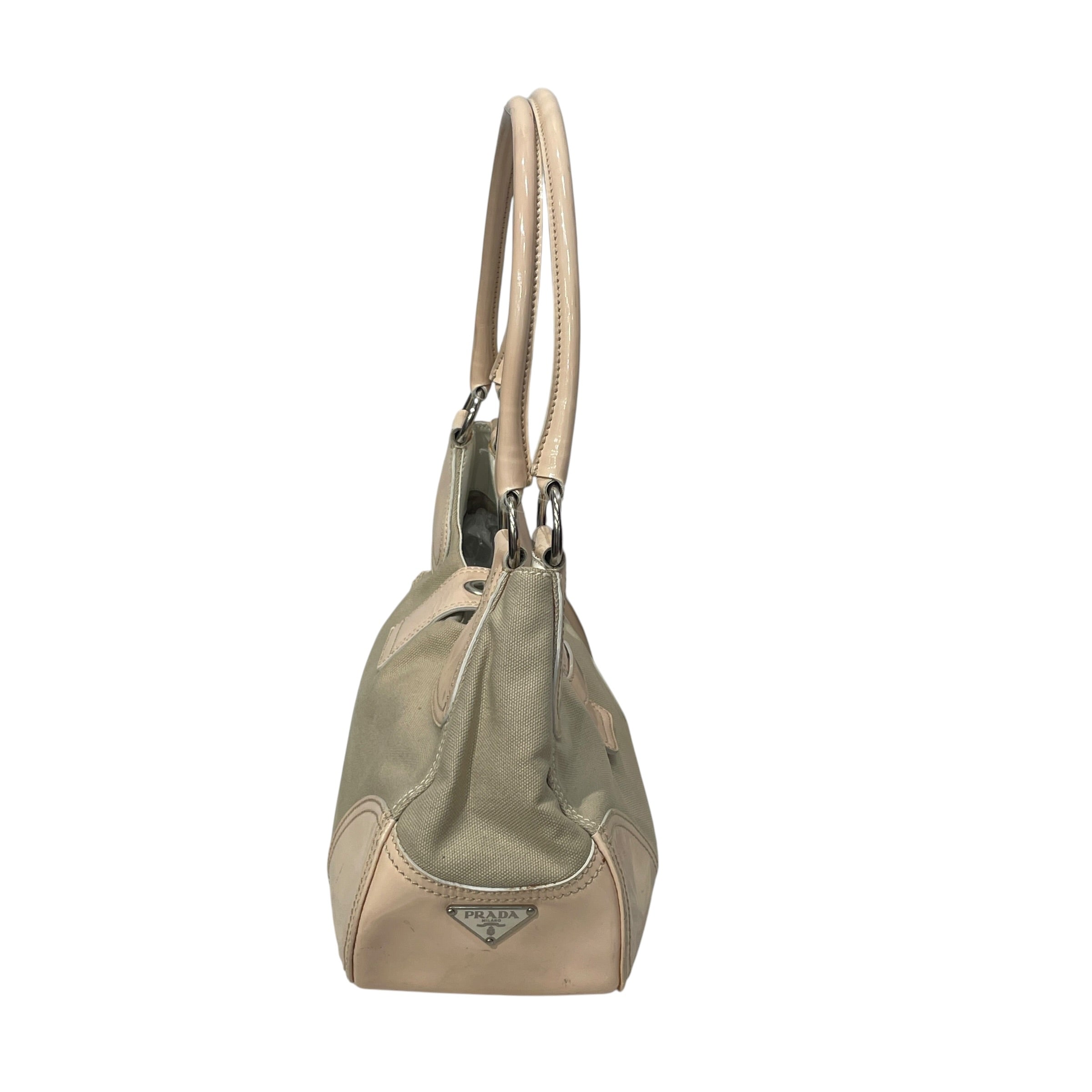 PRADA/Hand Bag/Cotton/CRM/BUCKLE/PALE PINK ACCENTS view 3