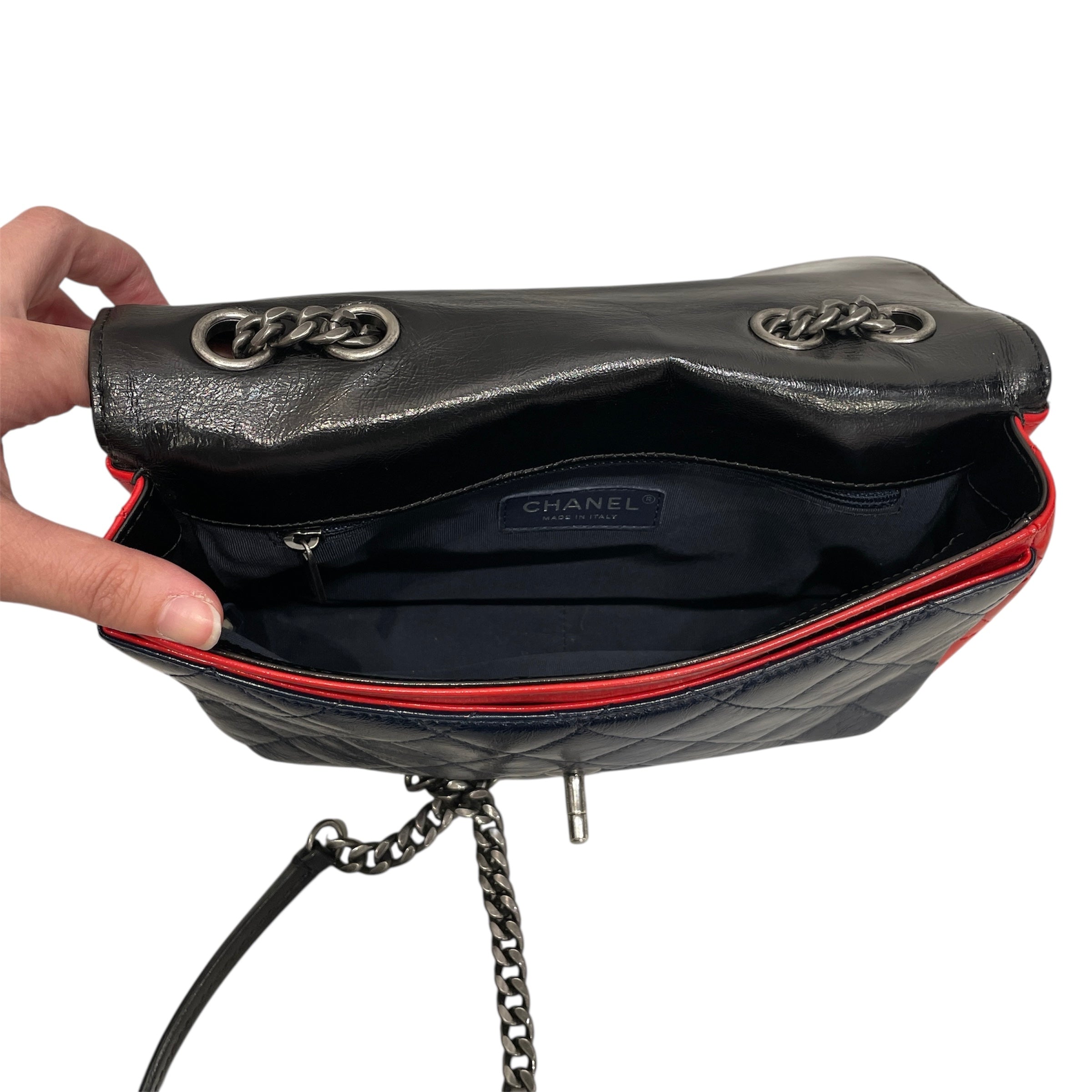 CHANEL/Cross Body Bag/Leather/MLT/21935526 CLASSIC BLK/NVY/RED view 4