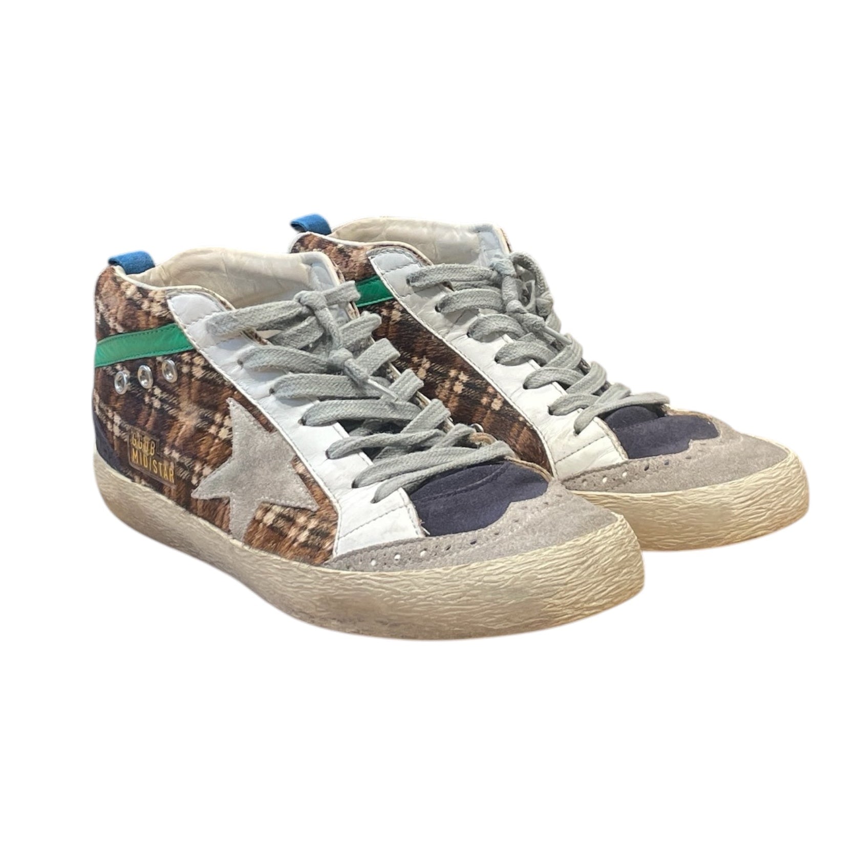 GOLDEN GOOSE/Hi-Sneakers/EU 38/Plaid/BRW/Midstar Animal Print Sneaker view 1