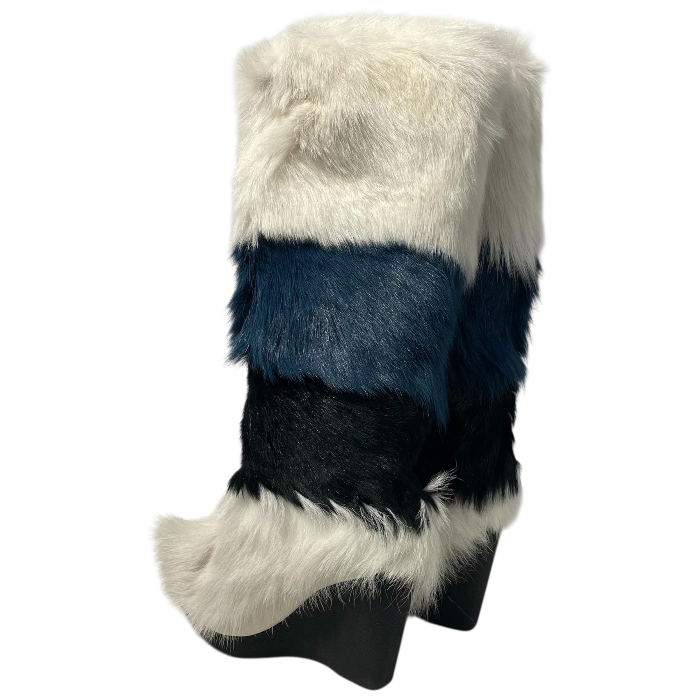 FRYE/Long Boots/US 7.5/Stripe/Fur/WHT/WHT/BLK/BLU WEDGE HEEL view 2