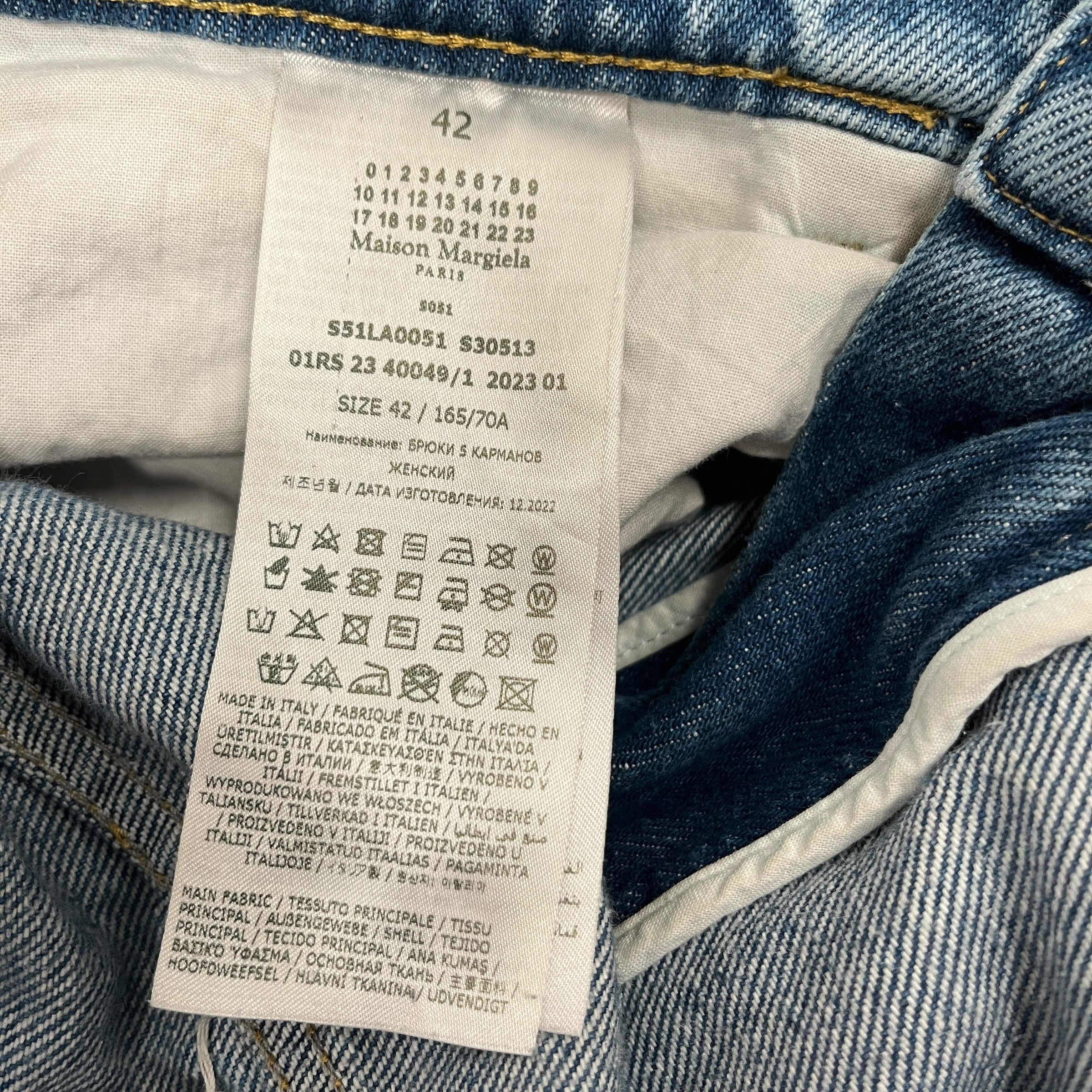 Maison Margiela/Wide Leg Pants/42/Denim/BLU/SS20 Wide Leg Knee Slit view 4