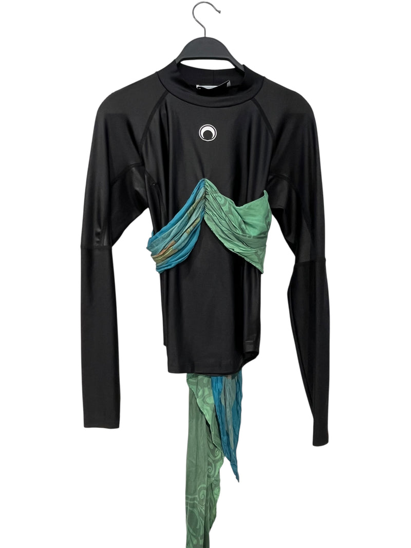 MARINE SERRE/LS T-Shirt/L/Acrylic/BLK/poly shirt w multicolor ties