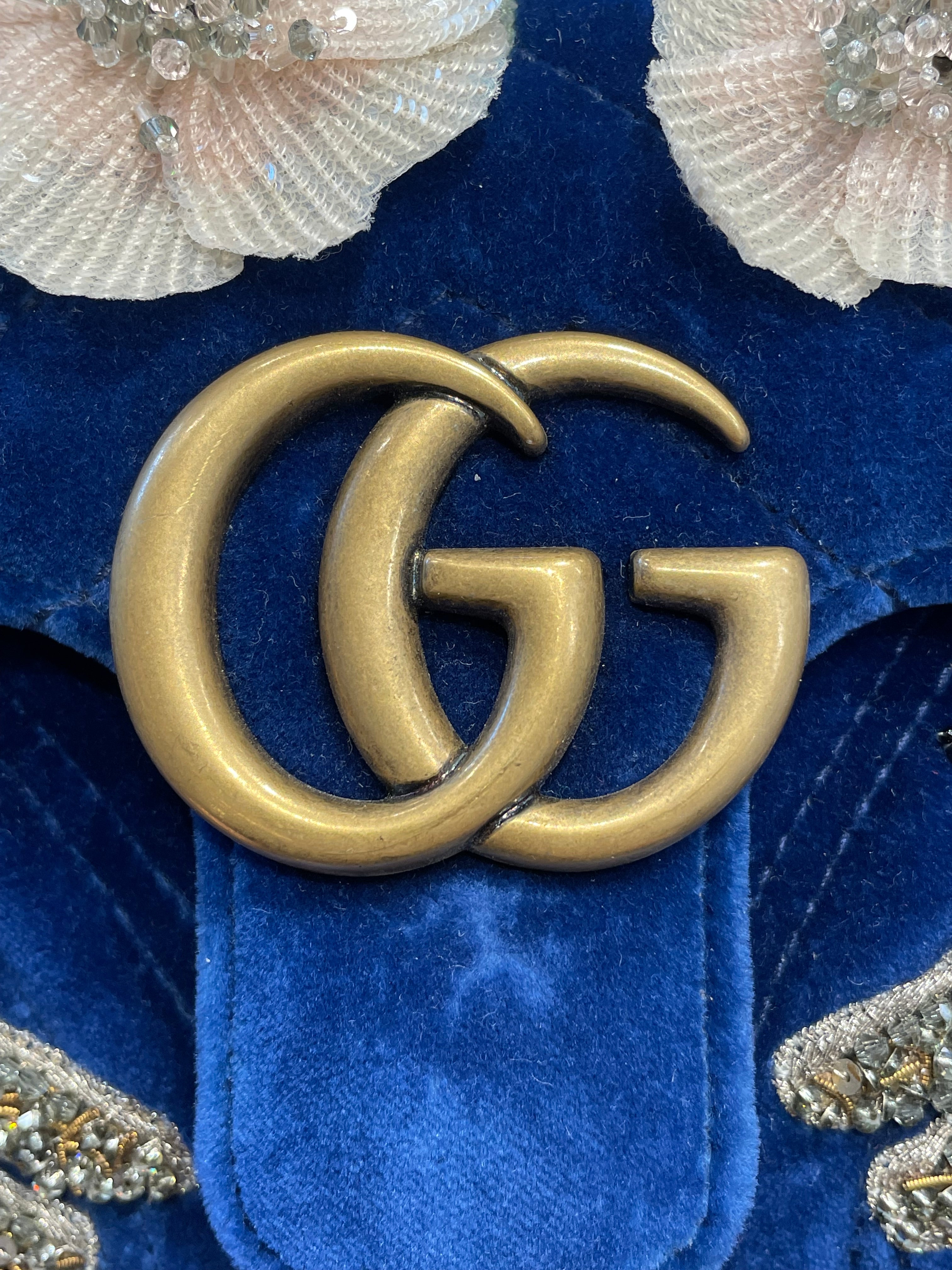 GUCCI/Cross Body Bag/Suede/NVY/VELVET MATELASSE EMBROIDERED view 6