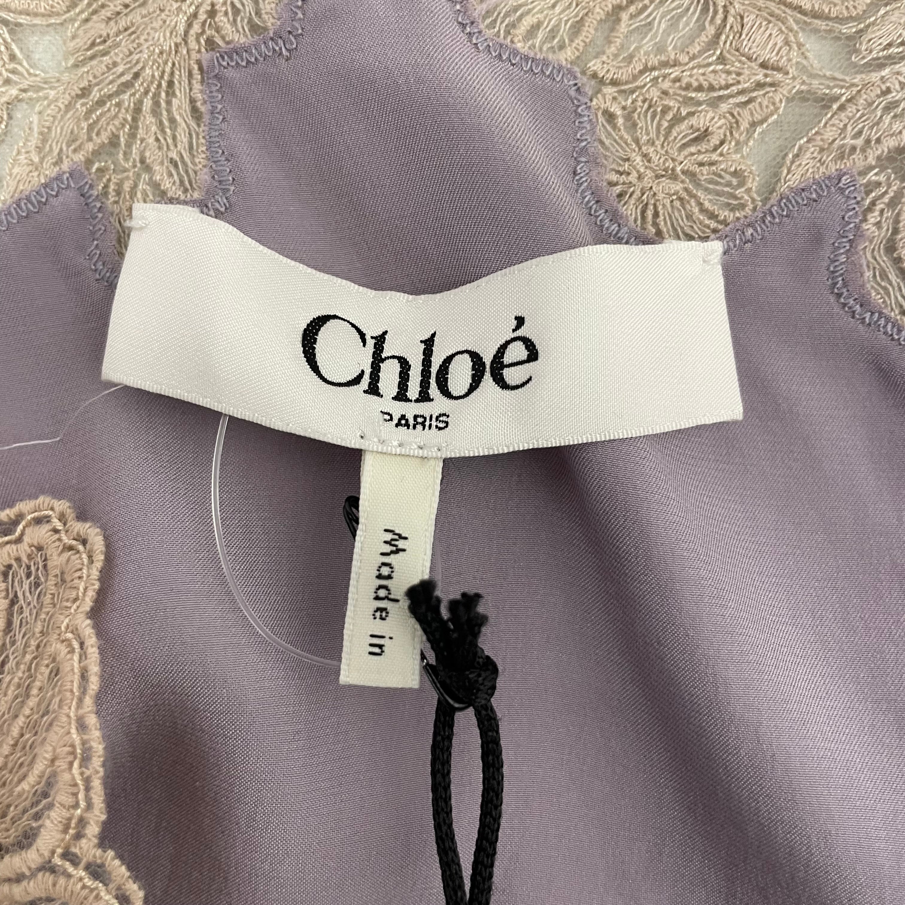 Chloe/SS Dress/36/Silk/PPL/Lace Trim Mini Dress view 4