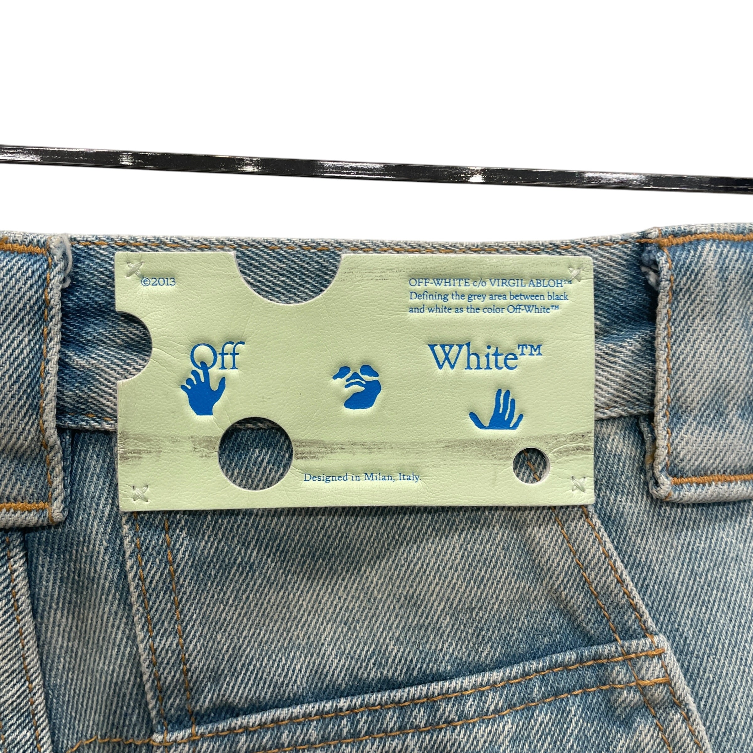 OFF-WHITE/Straight Pants/28/Cotton/BLU/SAFETY PIN ZIPPER\POCKET FRONT view 3
