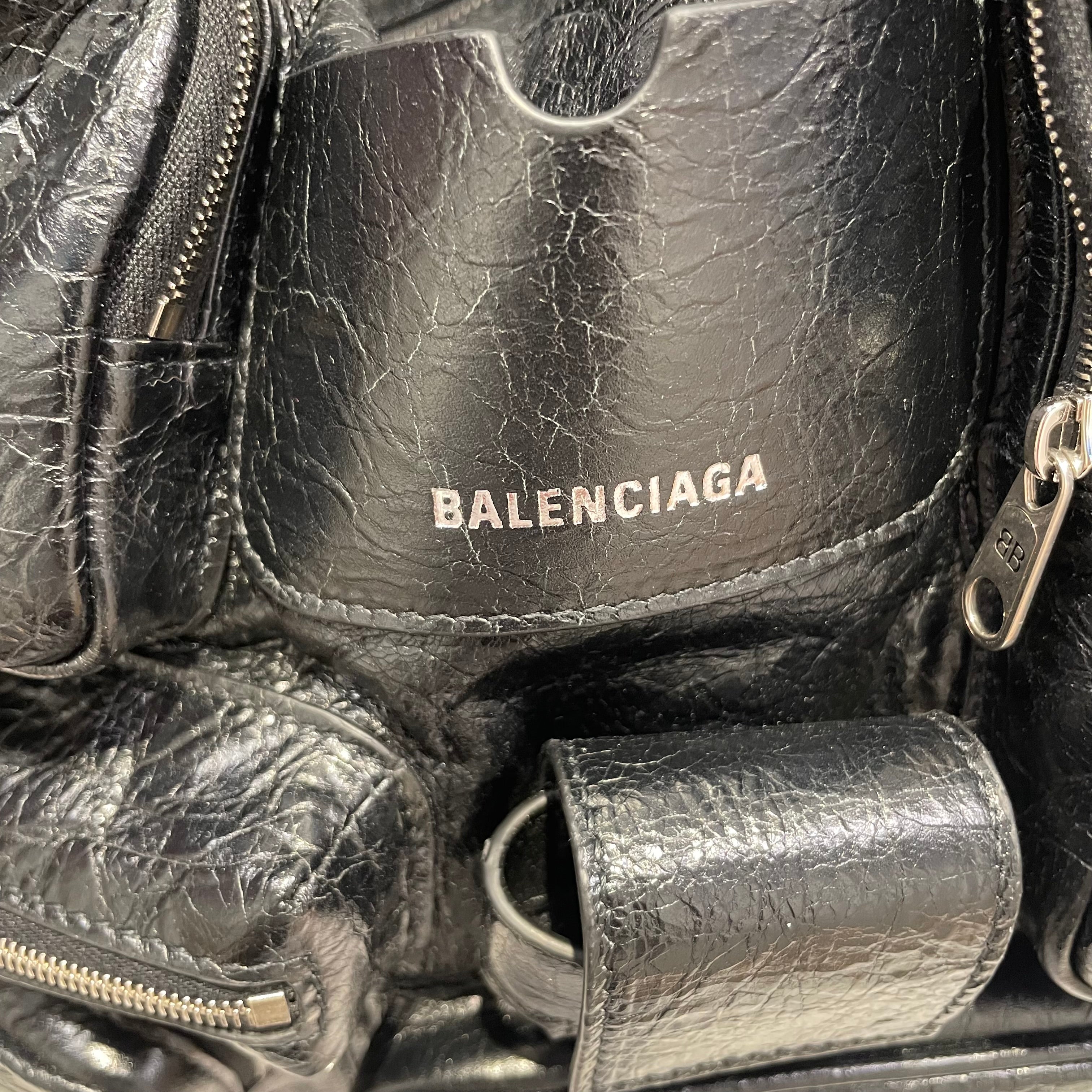 BALENCIAGA/Hand Bag/Leather/BLK/shoulder bag/sil/ multi pocket view 3