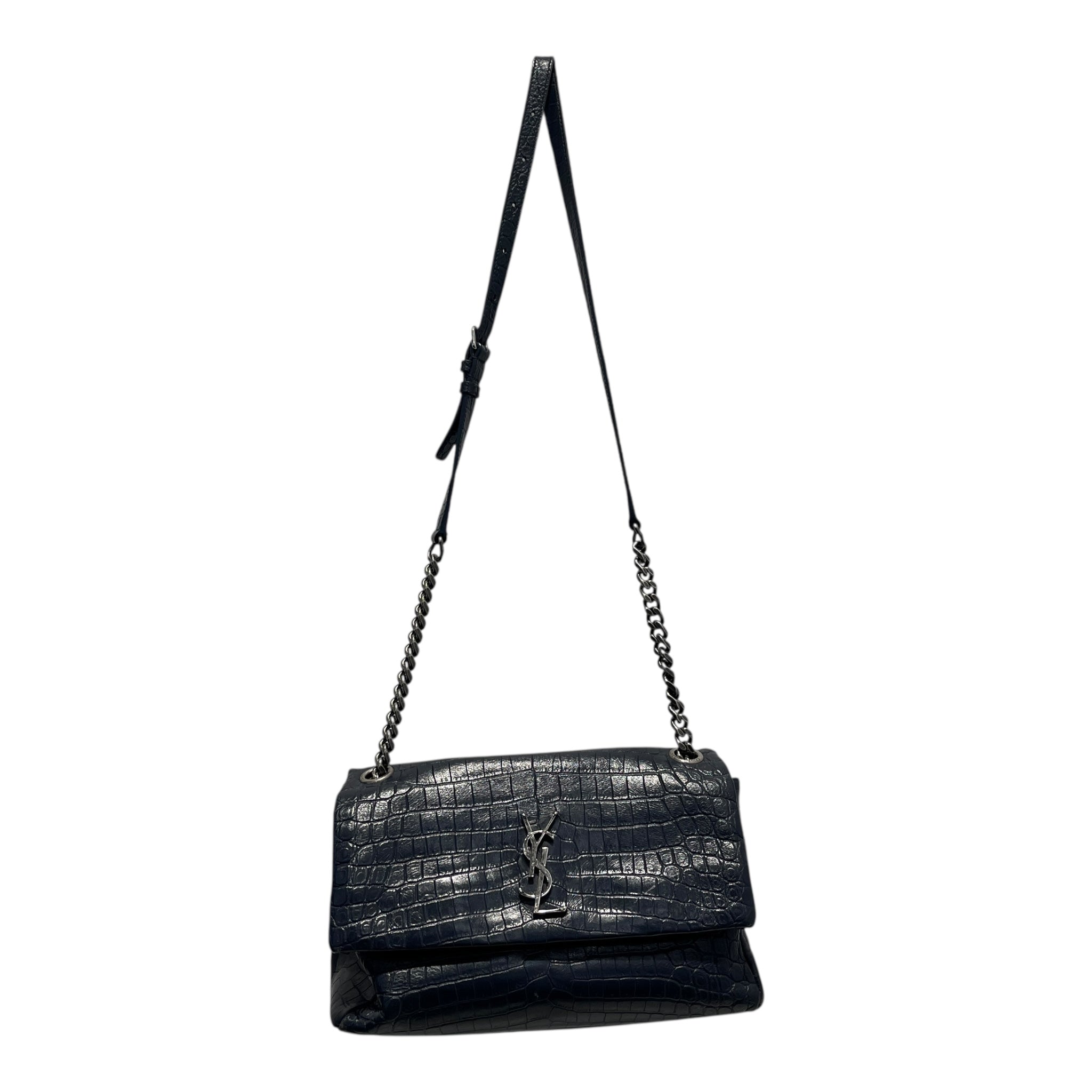 YVES SAINT LAURENT/Cross Body Bag/Animal Pattern/Leather/NVY/Leather Sunset Medium Bag view 1
