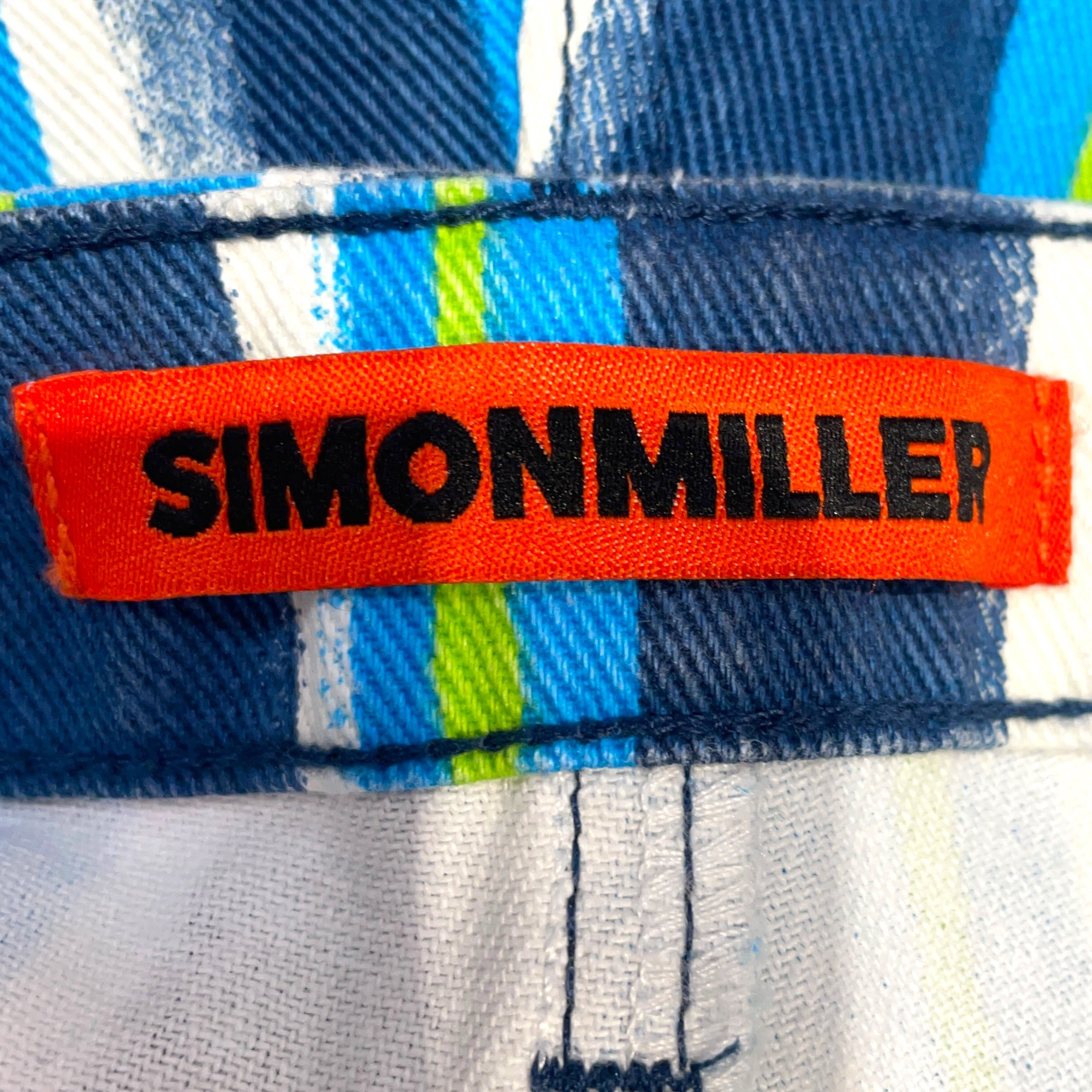 SIMON MILLER/Bottoms/26/Stripe/Denim/BLU/Blue Green Stripe view 3