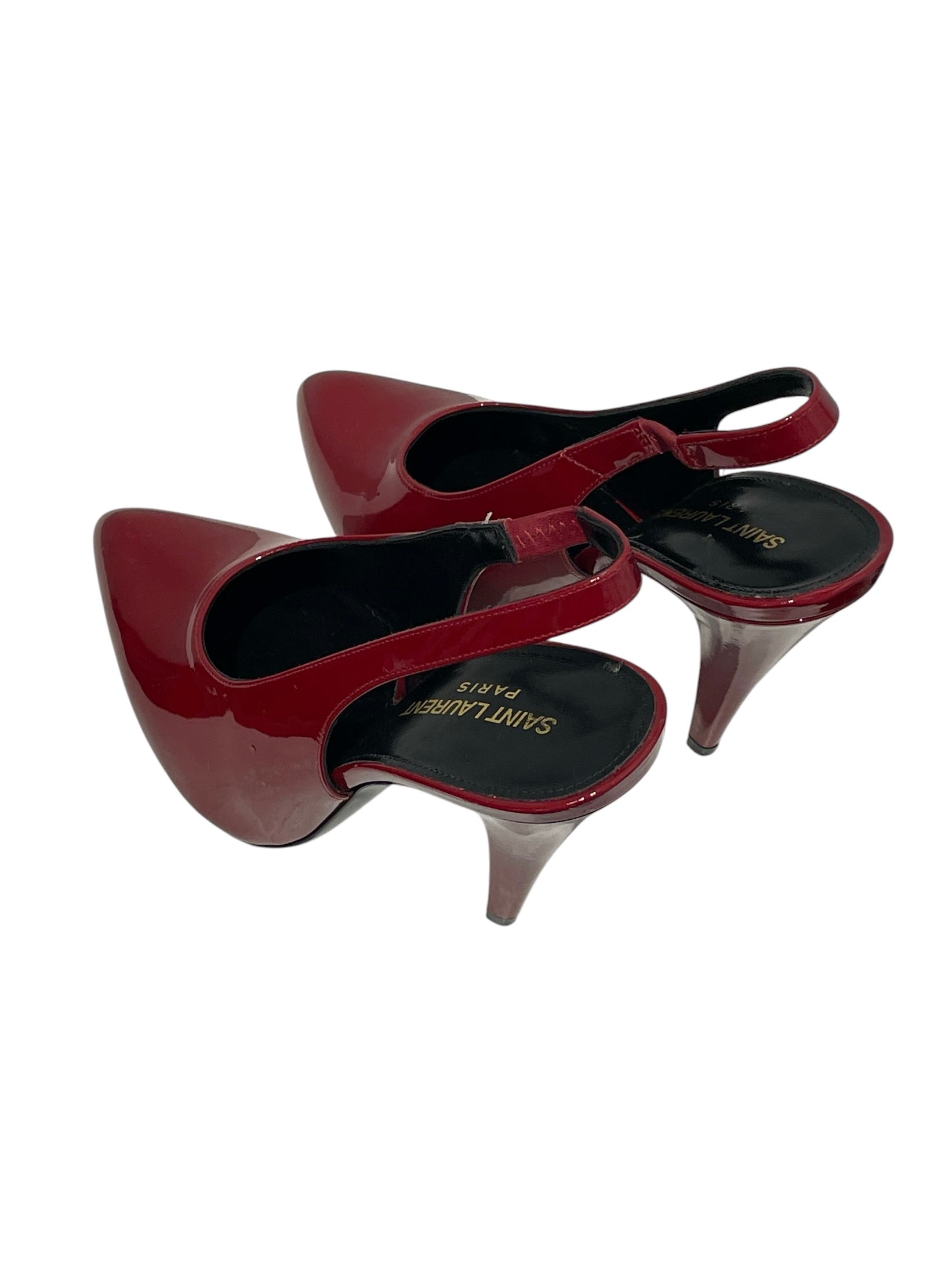 SAINT LAURENT/Heels/EU 38.5/Leather/RED/Patent/SLINGBACK HEEL view 2