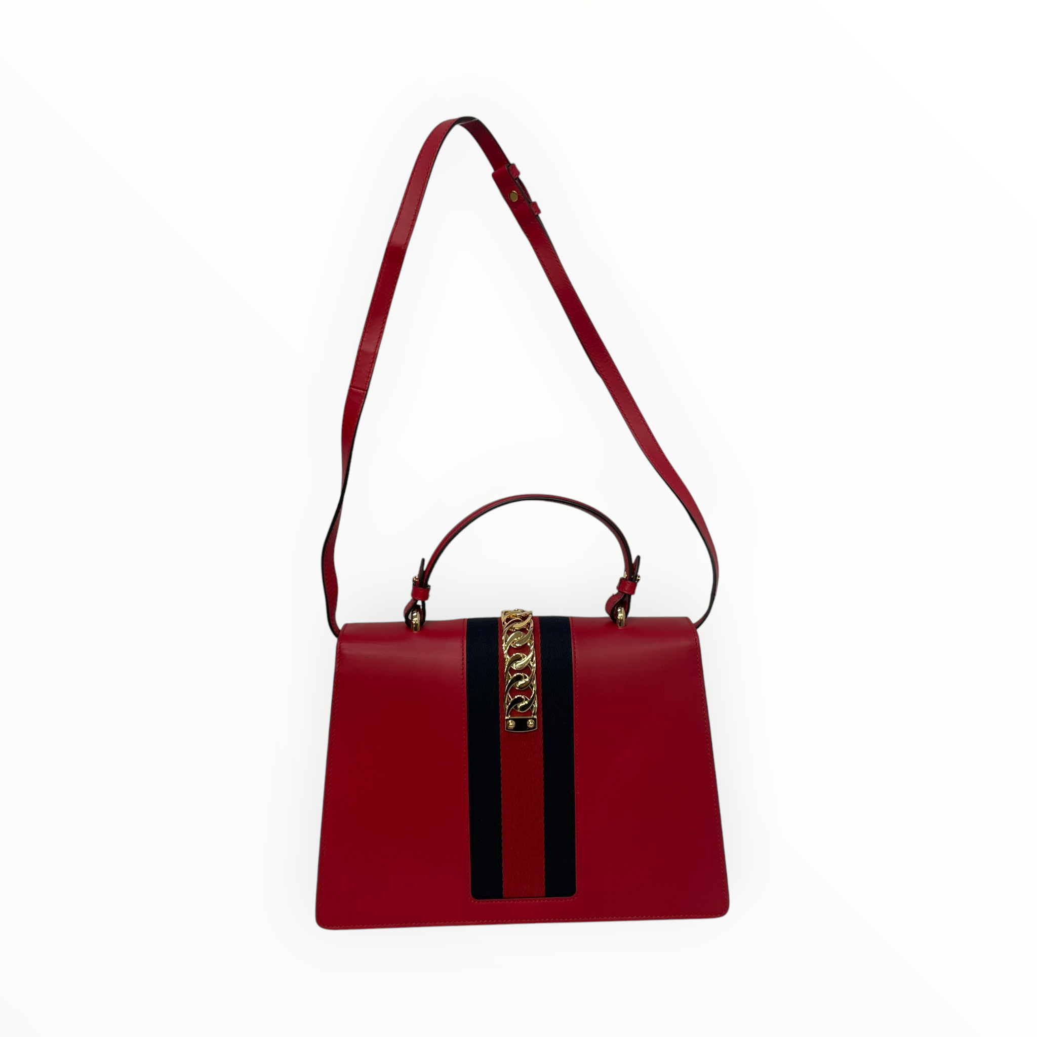 GUCCI/Hand Bag/Stripe/Leather/RED/Sylvie Web Stripe view 2