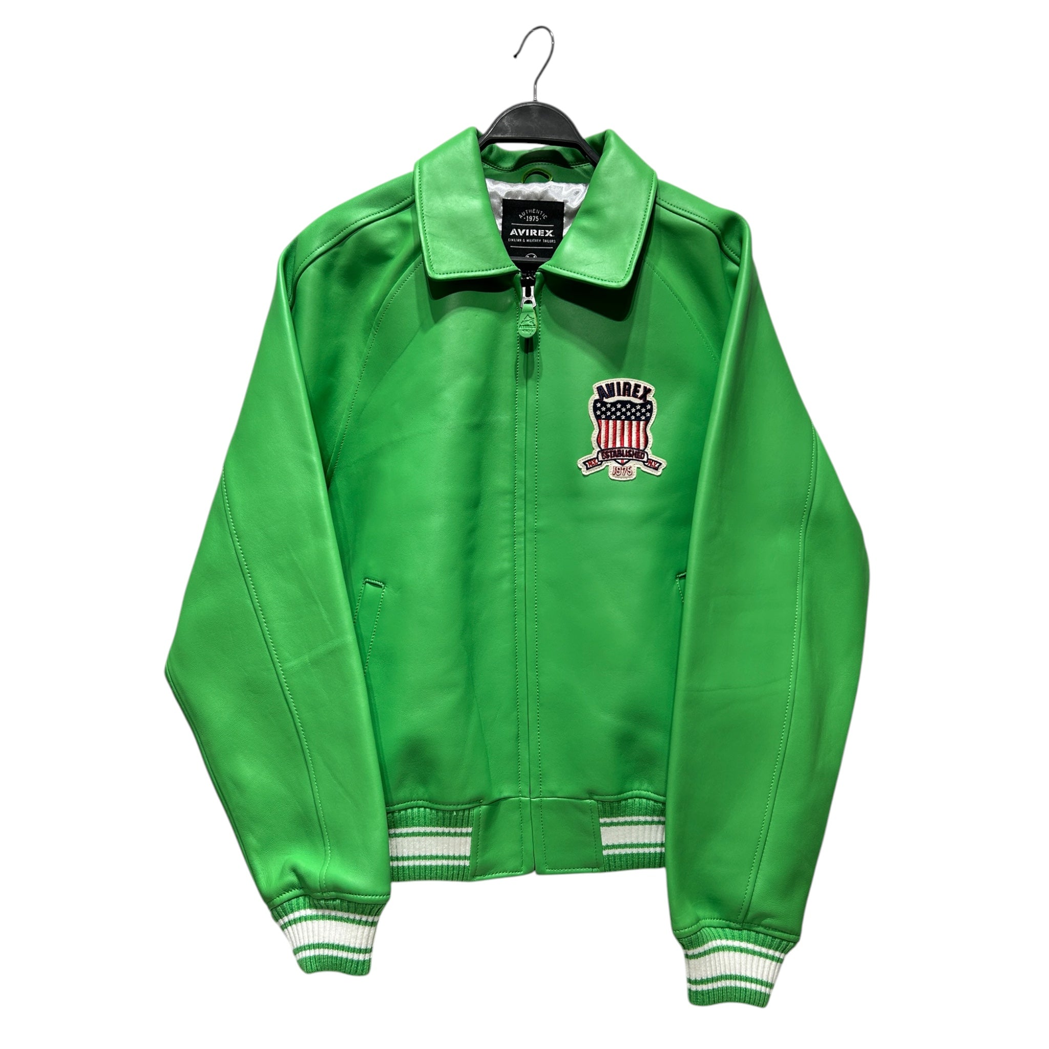 AVIREX/Leather Jkt/L/Leather/GRN/ICON LIME GREEN JACKET view 1