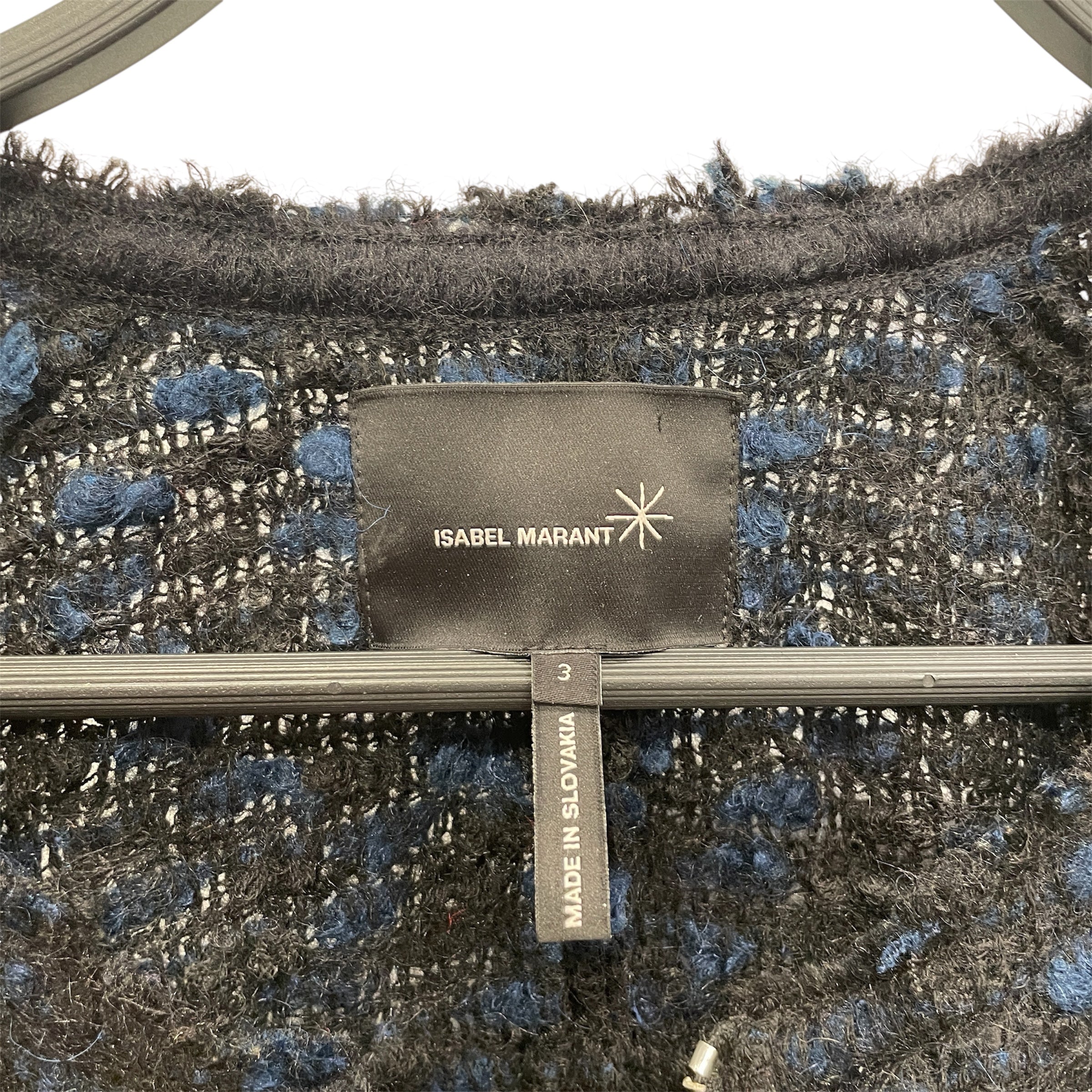 ISABEL MARANT/Jacket/3/Wool/BLK/BLK/BLU TEXTURED WOOL ZIP UP view 3