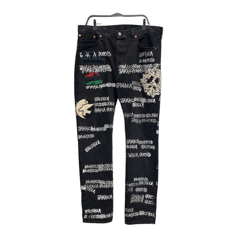 DENIM TEARS/STUSSY/OUR LEGACY/Straight Pants/36/Denim/BLK/Graphic/TTL 501